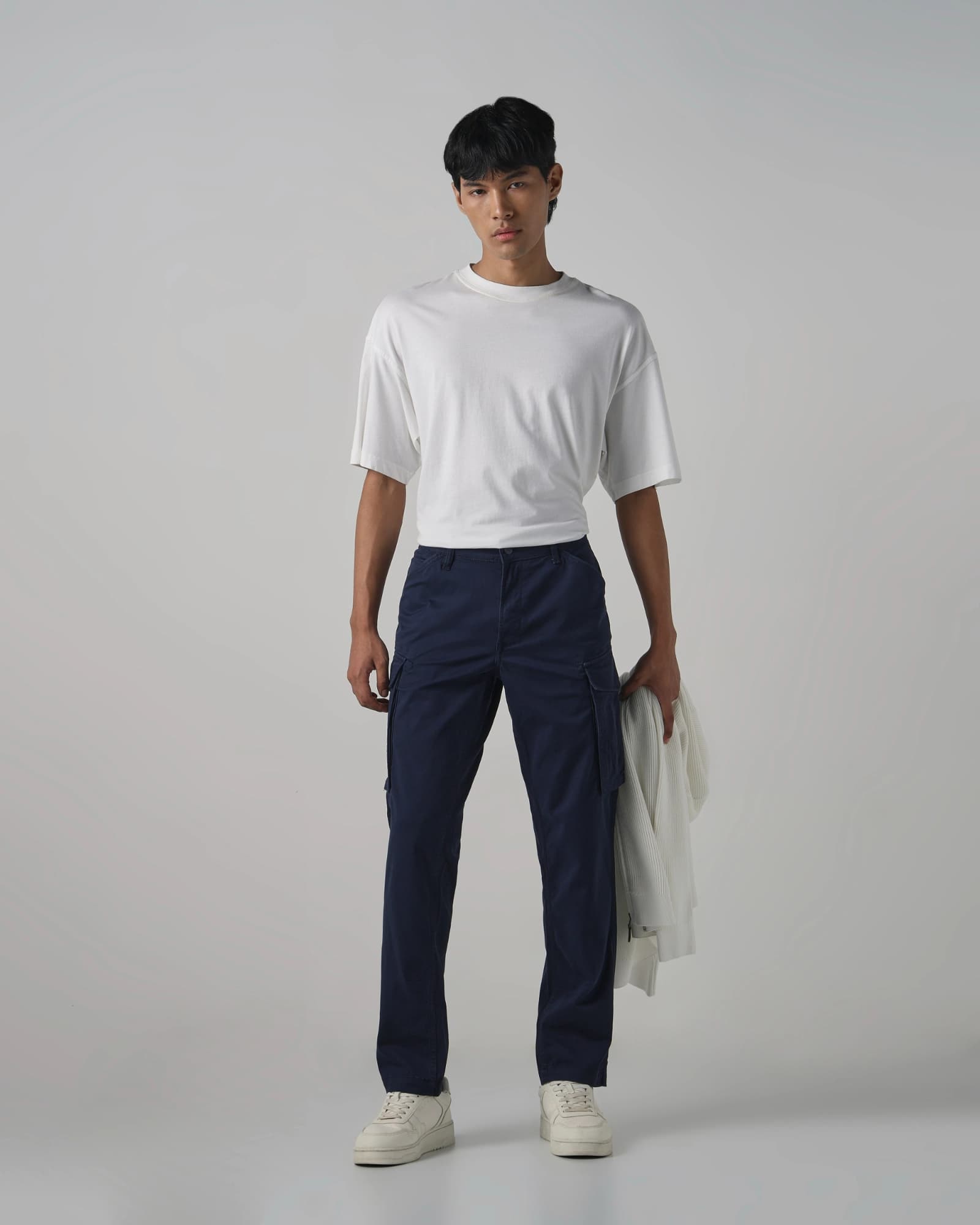 Navy Slim Fit Cotton Cargo | Mufti Jeans
