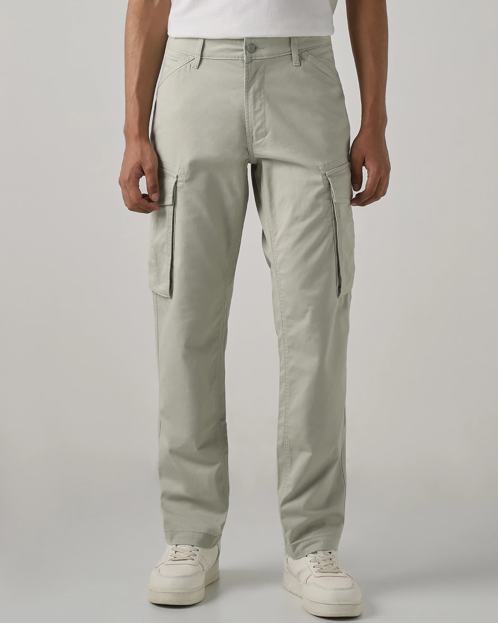 Sage Slim Fit Cotton Cargos | Mufti Jeans