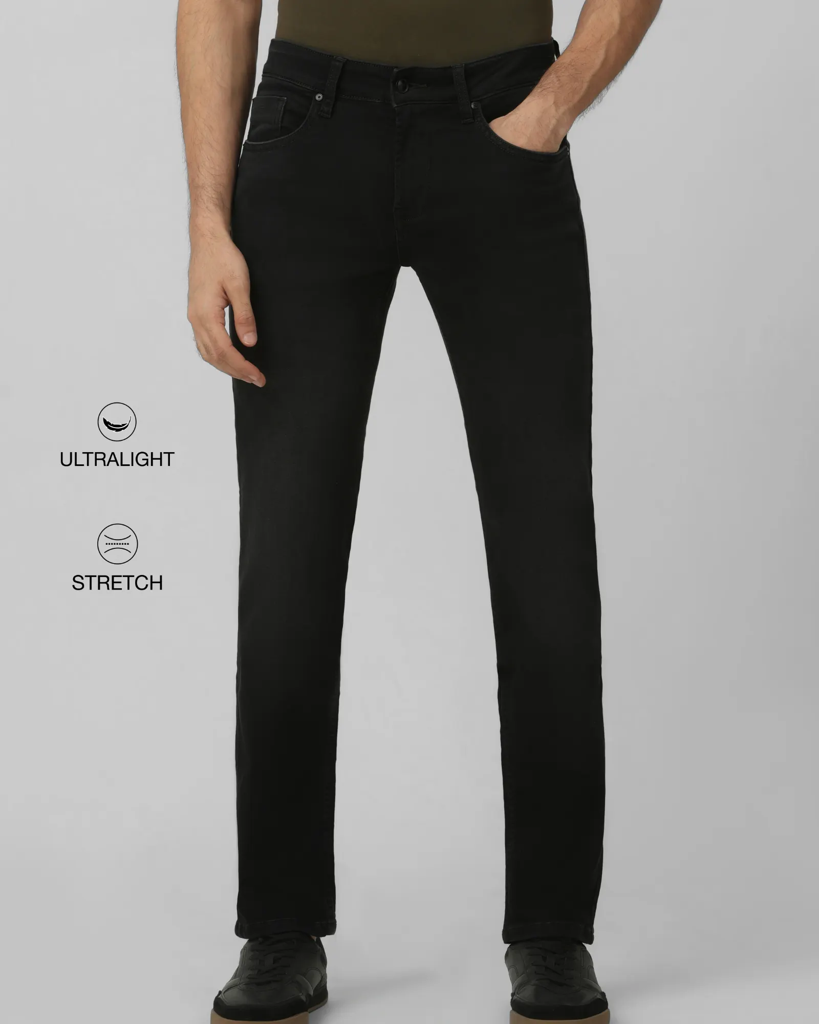 Black Super Slim Fit Flyweight Jeans | Mufti Jeans