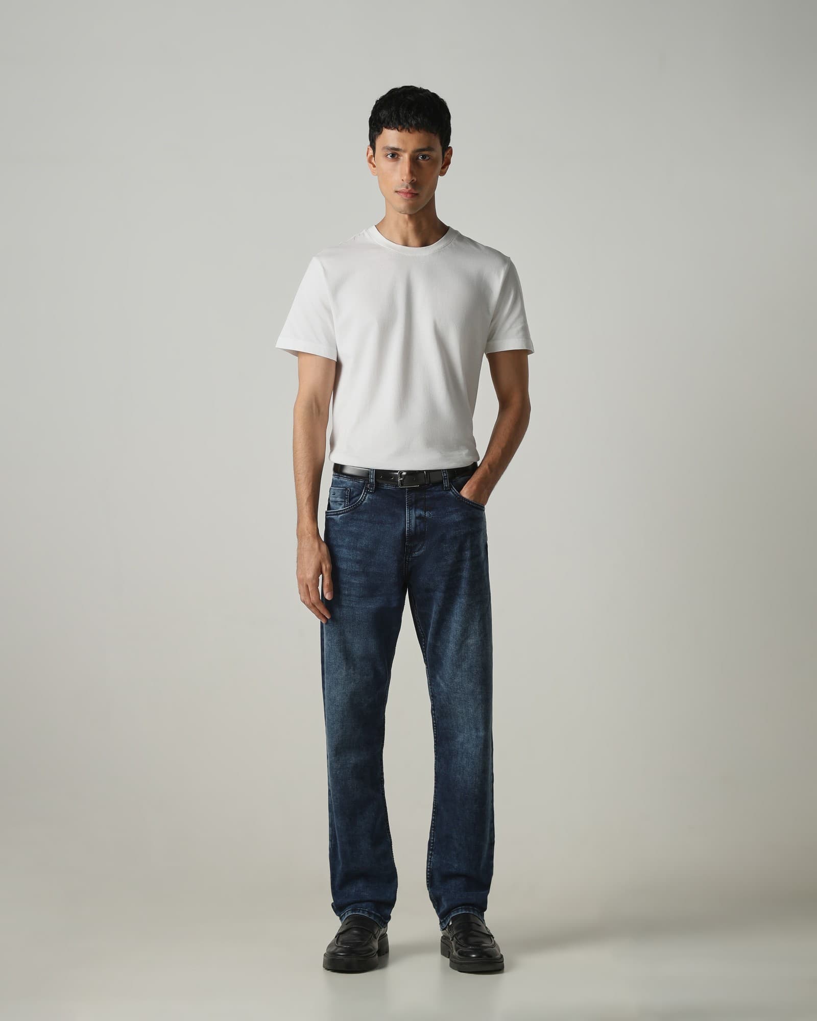 Blue Black Loose Straight Fit Originals Stretch Jeans