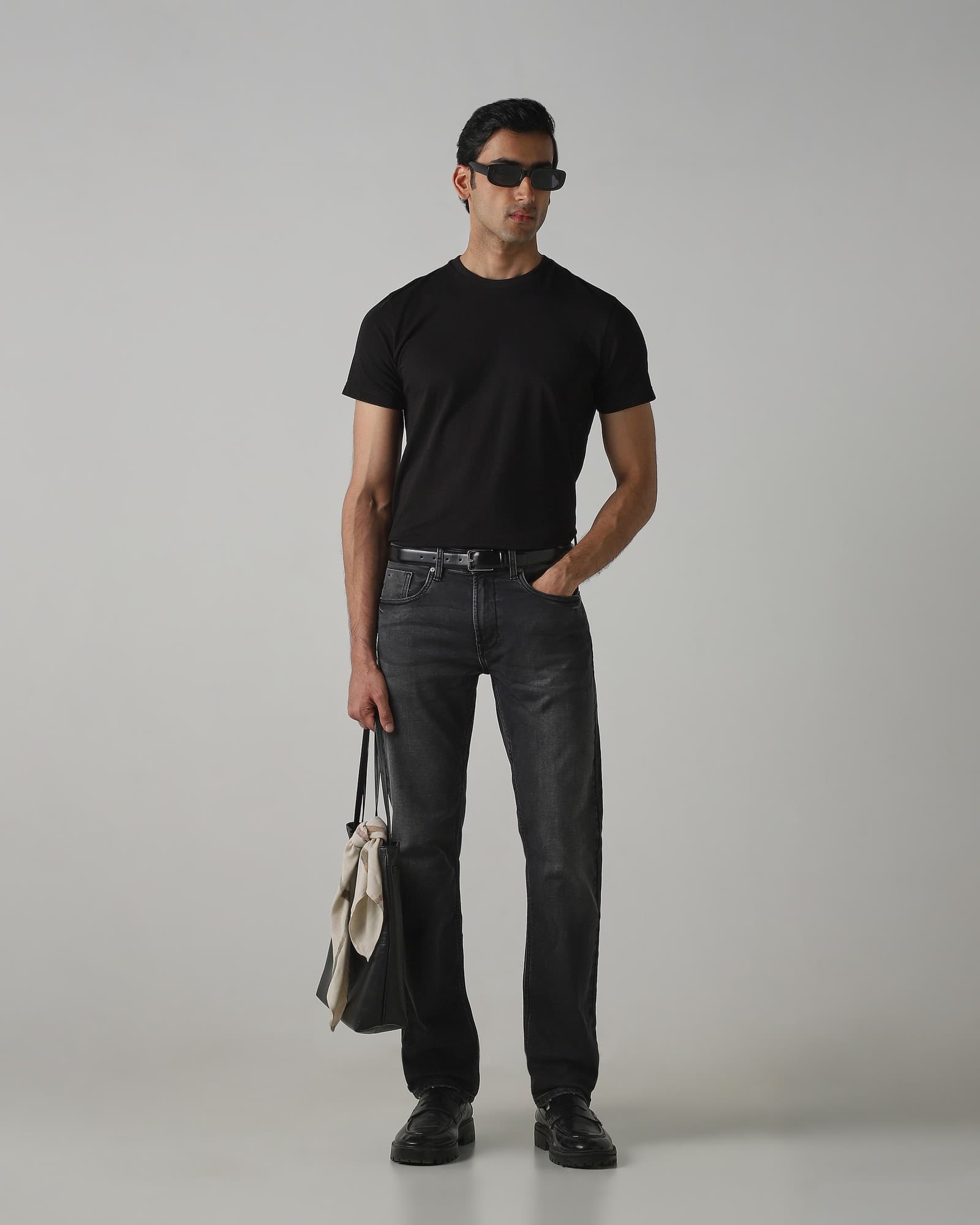 Charcoal Straight Fit Denim Deluxe Stretch Jeans