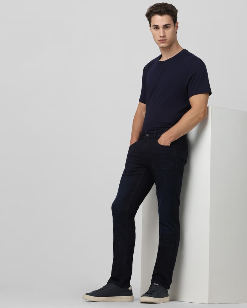 Deep Indigo Blue Super Slim Fit Denim Deluxe Stretch Jeans