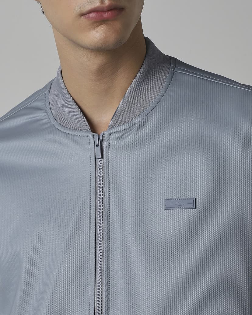 Blue Grey Bomber Slim Fit Jacket
