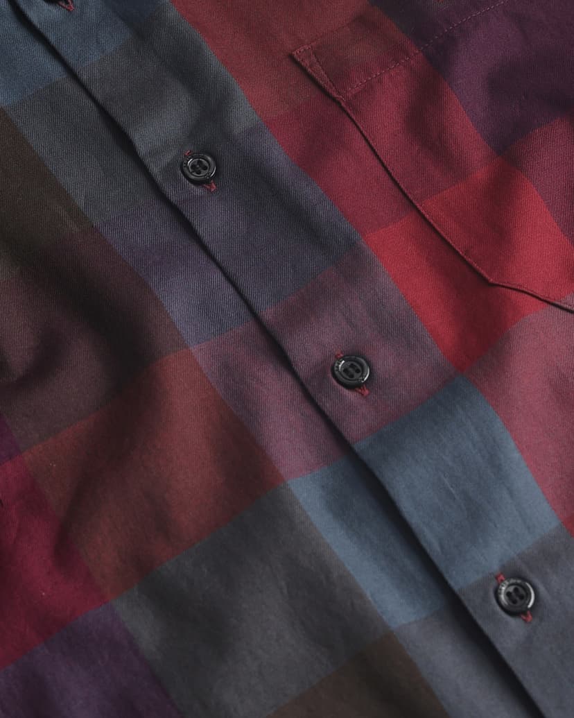 Maroon Large Check Slim Fit Casual Shirt