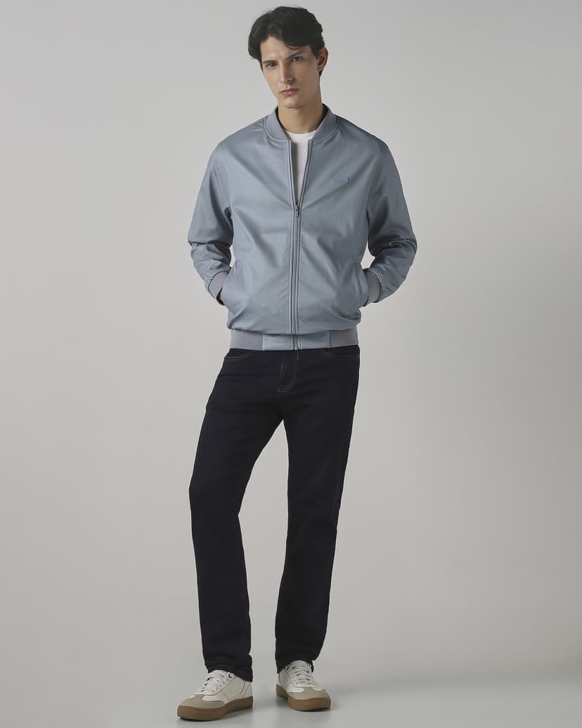 Blue Grey Bomber Slim Fit Jacket