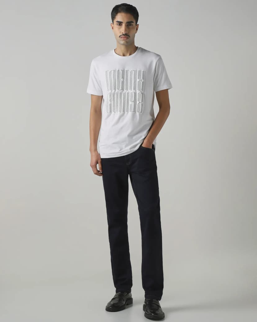 White Graphic Slim Fit T-Shirt