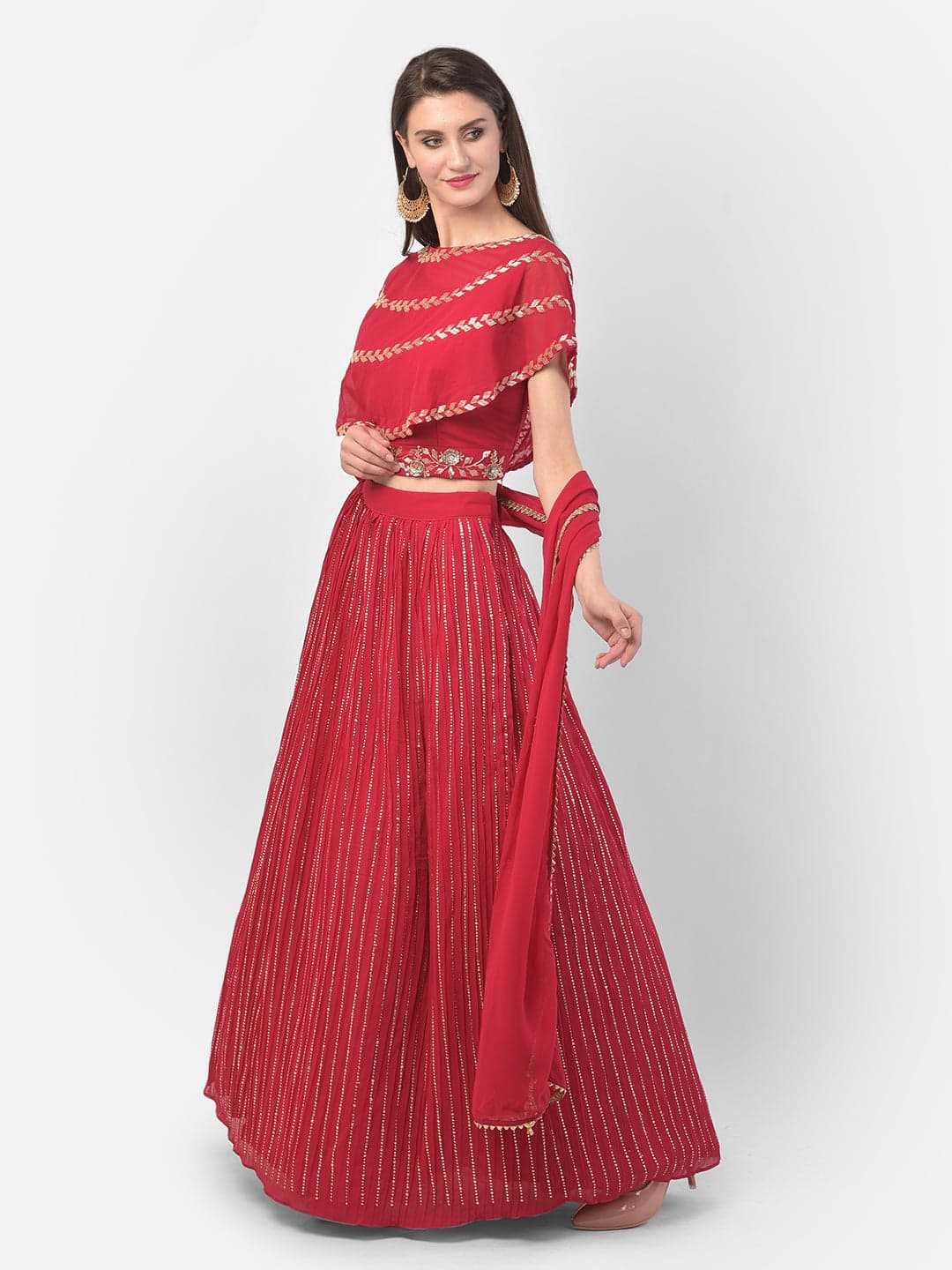 Neerus Rani Color Georgette Fabric Ghagra Set | Neeru's