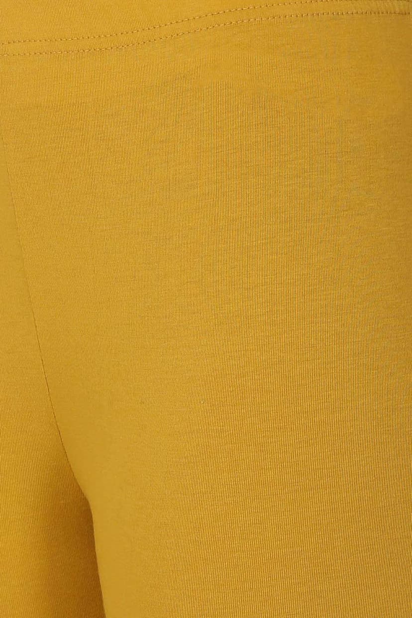 Yellow Solid Spandex Ankle Length Legging
