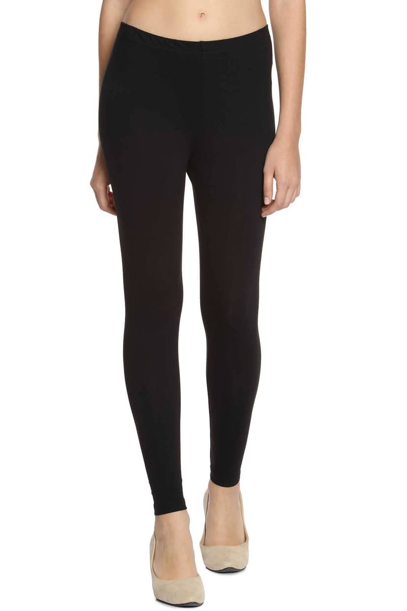 Black Cotton Spandex Ankle Length Legging