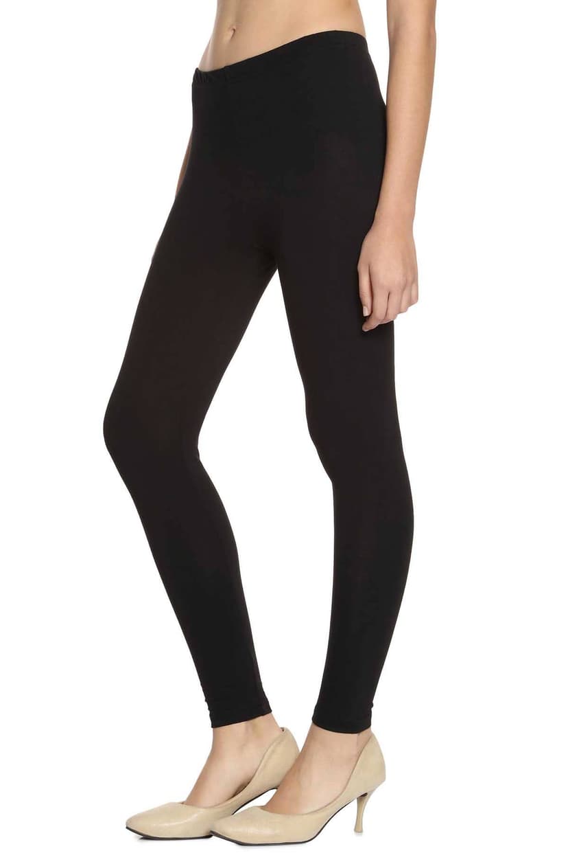 Black Cotton Spandex Ankle Length Legging