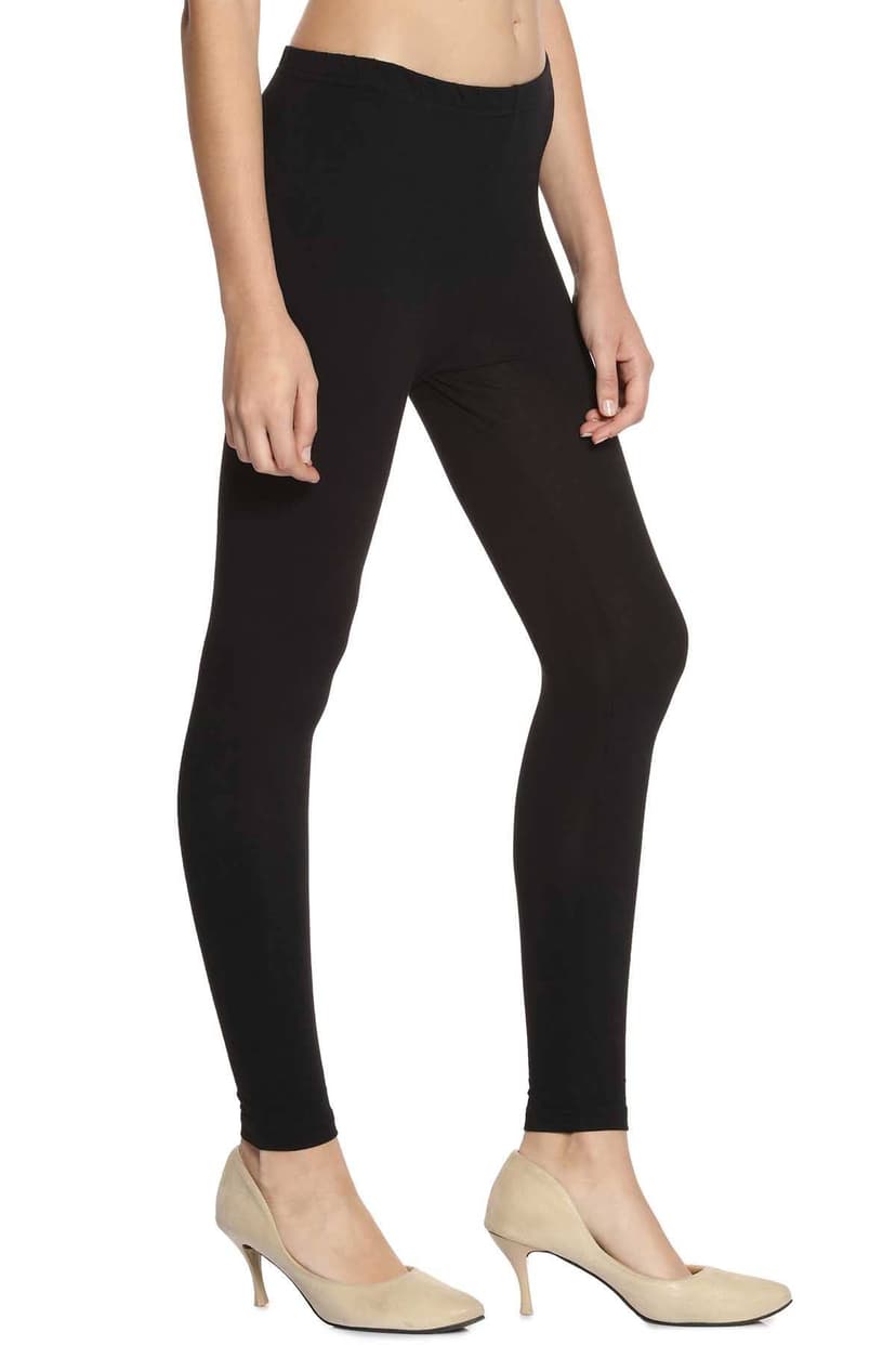 Black Cotton Spandex Ankle Length Legging