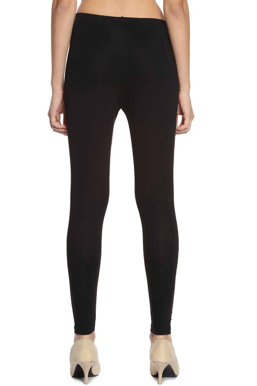 Black Cotton Spandex Ankle Length Legging