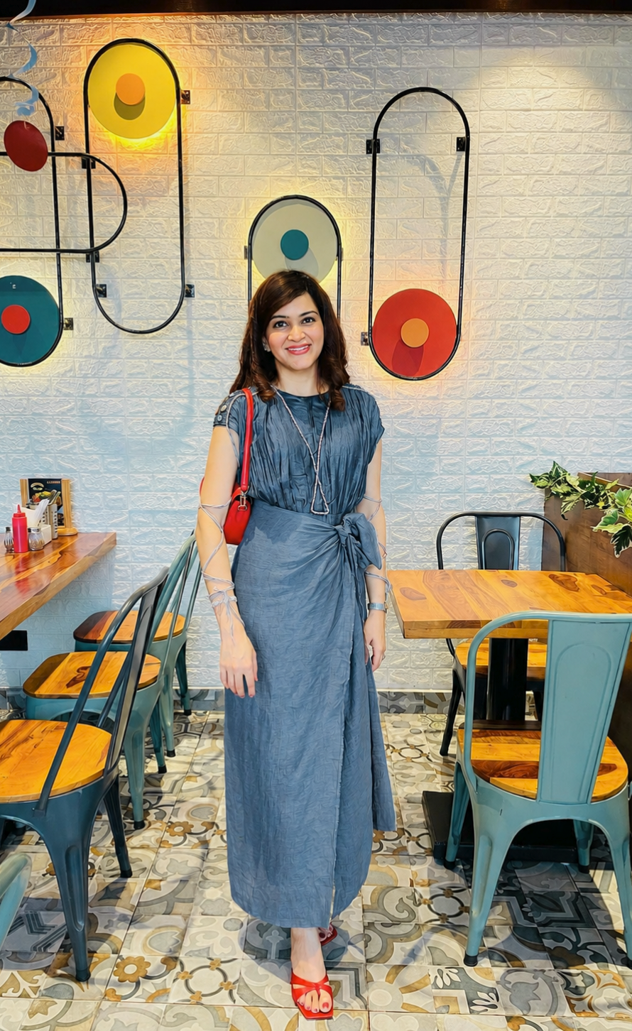 Pleated Tussar Silk and Linen Dress | Synonym Clothing Pleated Tussar Silk and Linen Dress | Synonym Clothing