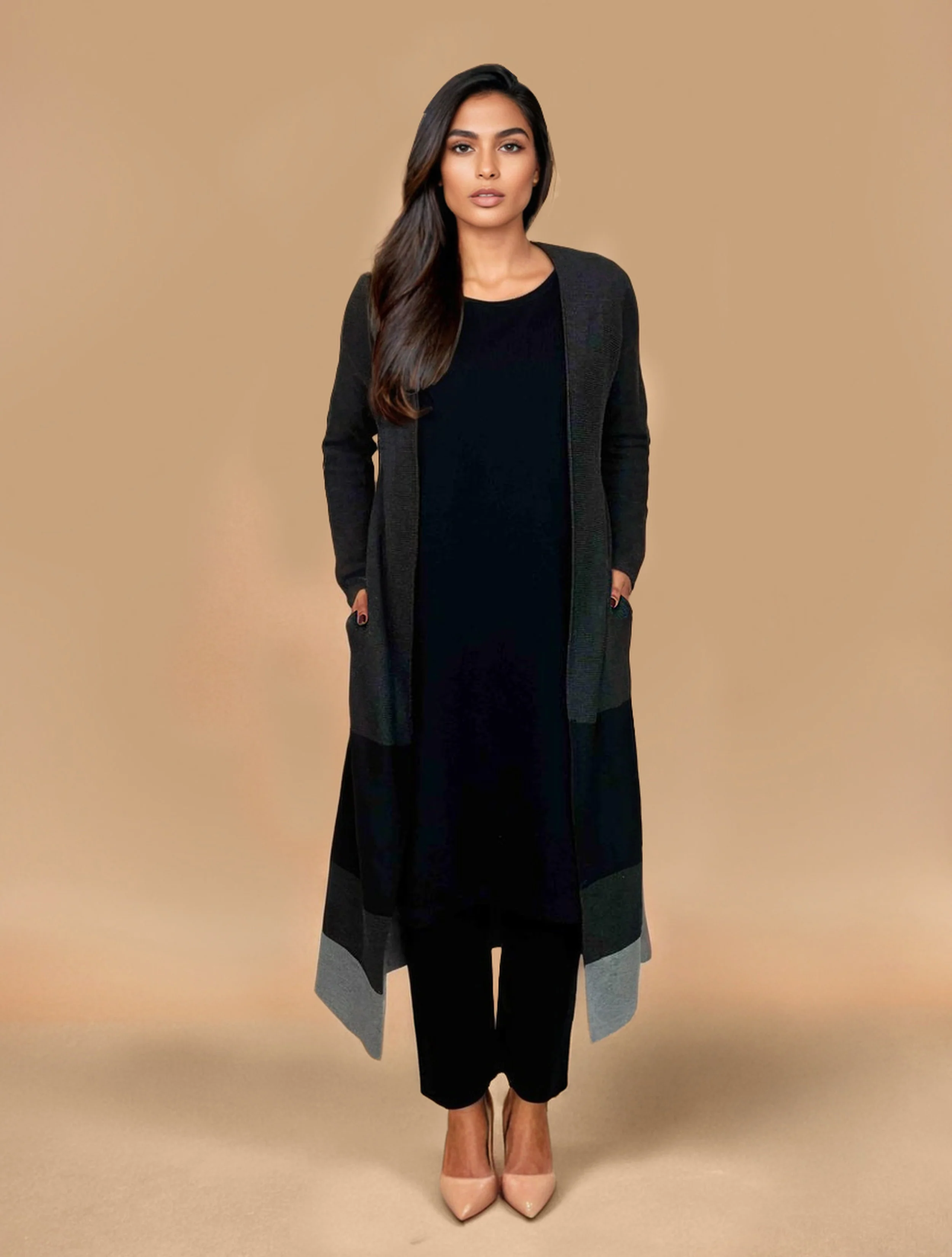 trueBrowns Dark Grey Woollen Cape | True Browns