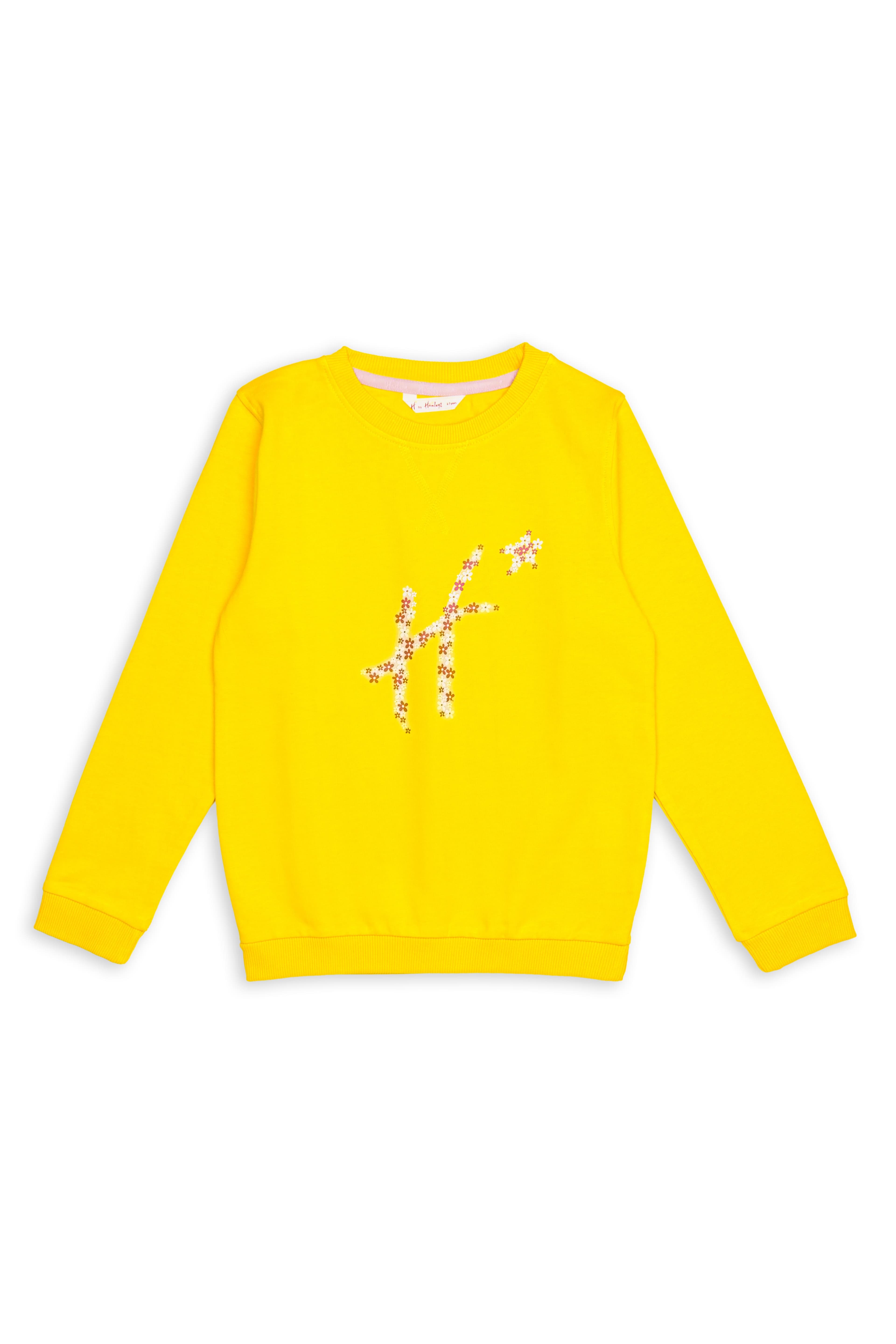 H by Hamleys Girls 100% Cotton Full Sleeves Sweatshirt - Yellow - H by Hamleys H by Hamleys Girls 100% Cotton Full Sleeves Sweatshirt - Yellow - H by Hamleys