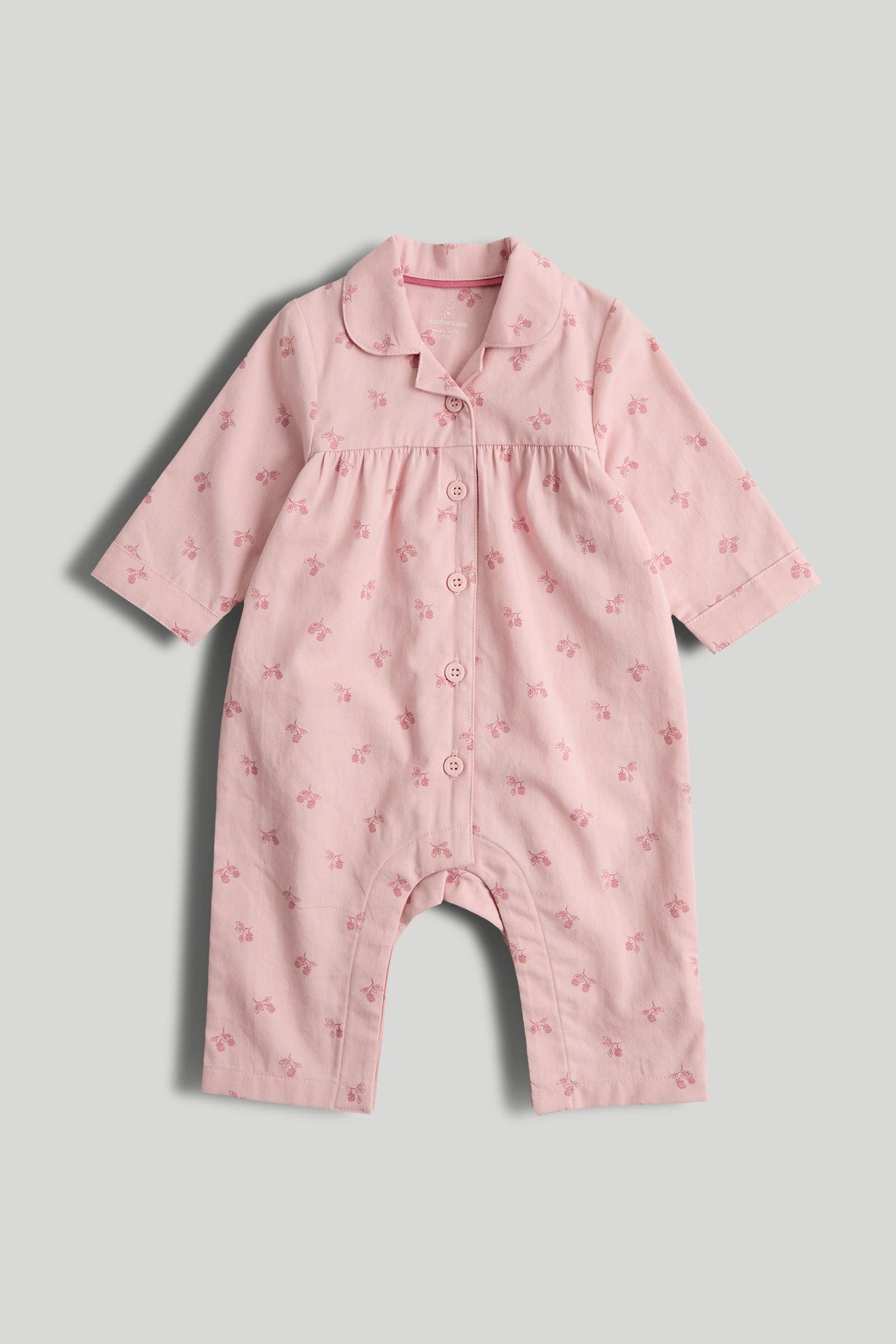 Mothercare Essentials Girls Printed Full Sleeve All-in-One - Pink - Mothercare Mothercare Essentials Girls Printed Full Sleeve All-in-One - Pink - Mothercare