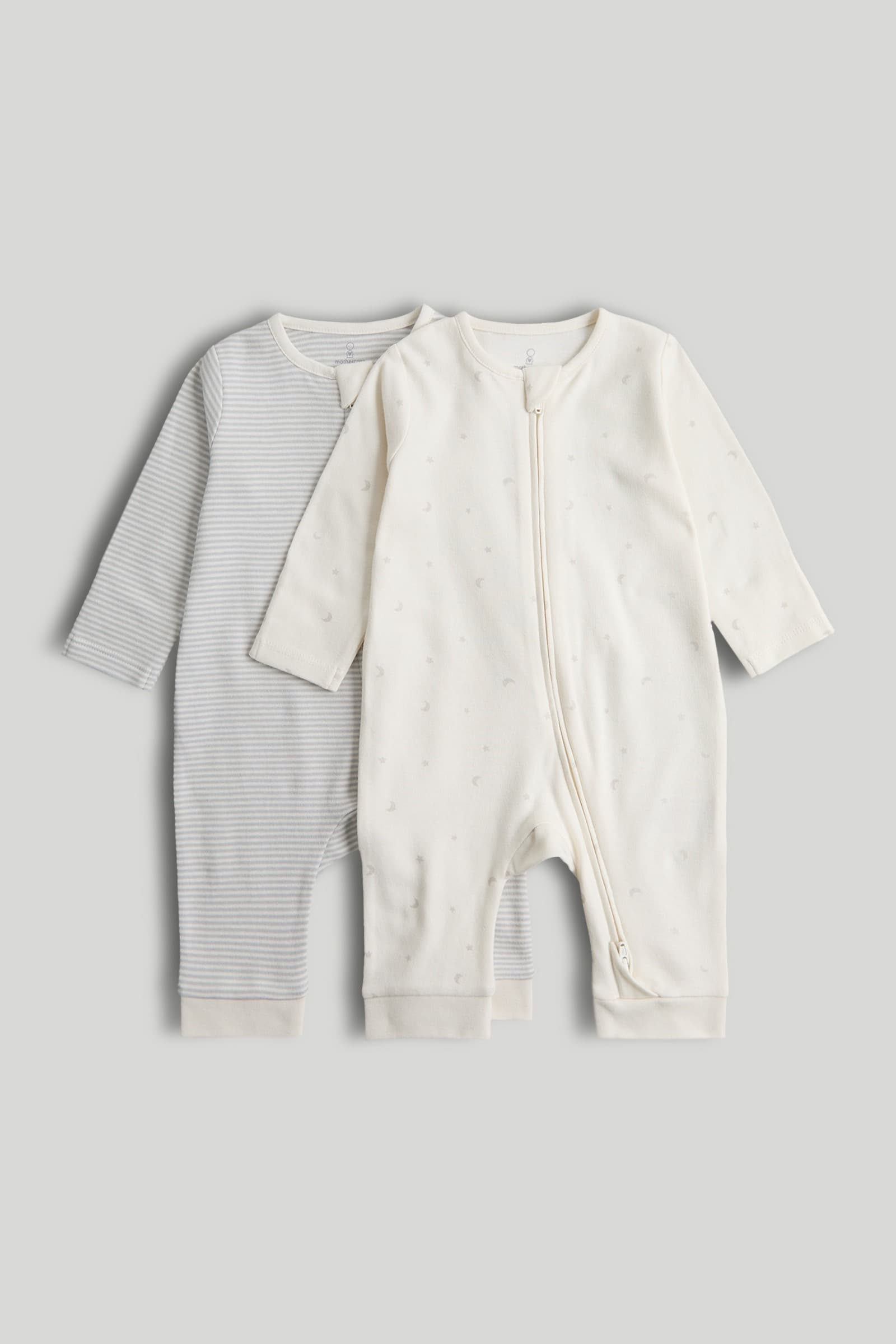 Mothercare Essentials Unisex Full Sleeve Sleepsuits - Pack of 2 - Cream - Mothercare Mothercare Essentials Unisex Full Sleeve Sleepsuits - Pack of 2 - Cream - Mothercare