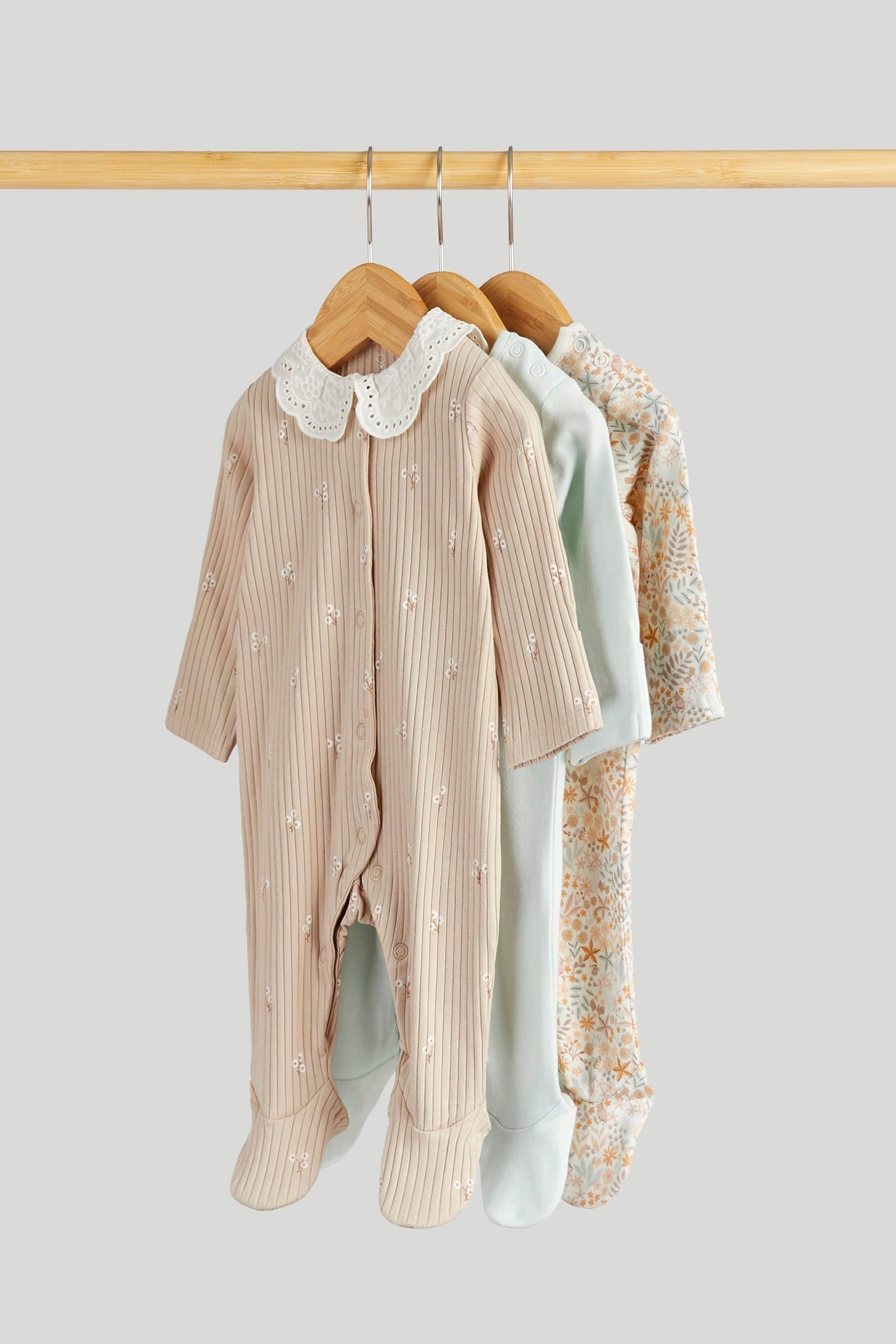 Mothercare Girls Classic Wild Daisy Printed Full Sleeve All-in-Ones - Pack of 3 - Multi - Mothercare Mothercare Girls Classic Wild Daisy Printed Full Sleeve All-in-Ones - Pack of 3 - Multi - Mothercare