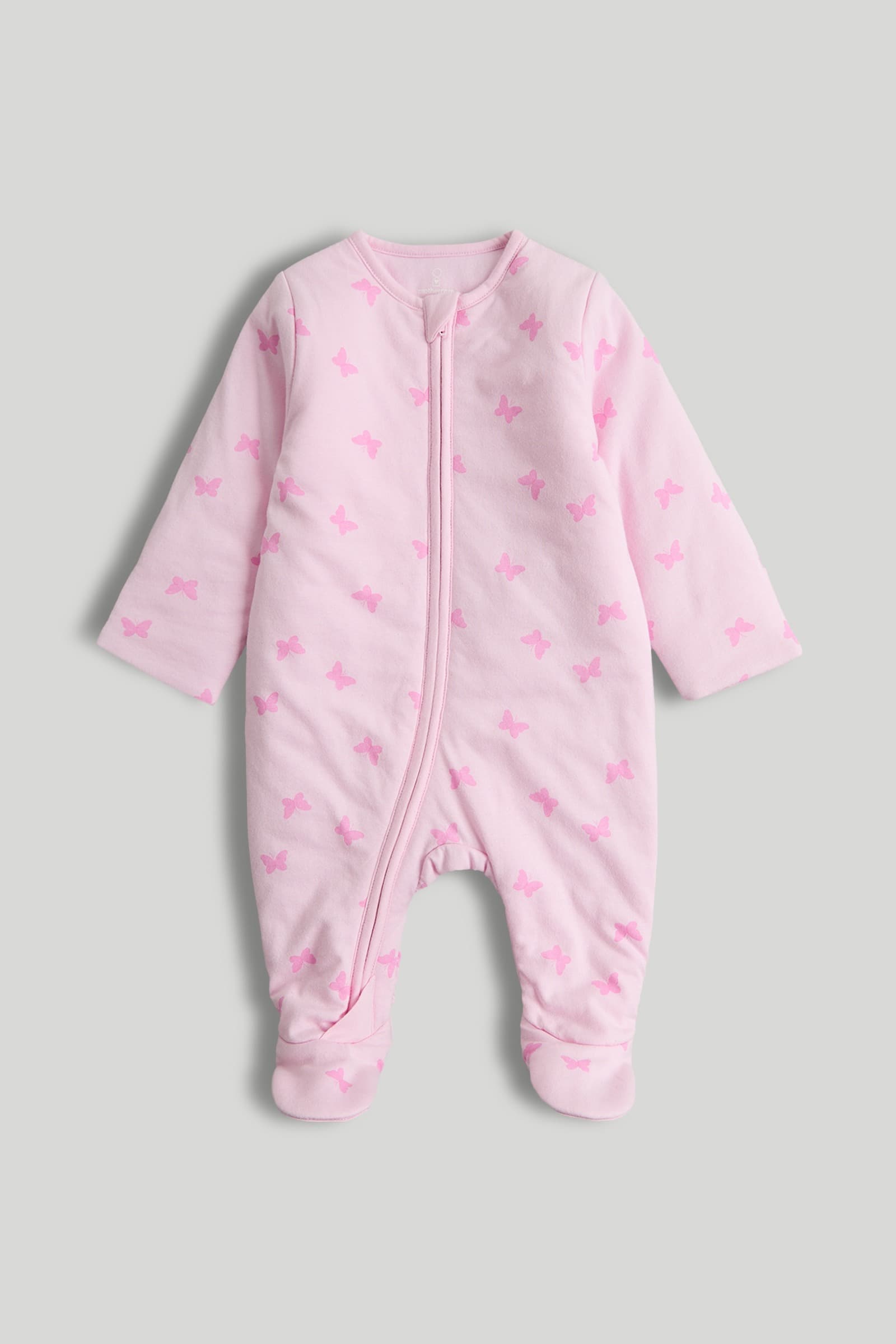 Mothercare Essentials Girls Printed Full Sleeve Sleepsuits - Pink - Mothercare Mothercare Essentials Girls Printed Full Sleeve Sleepsuits - Pink - Mothercare