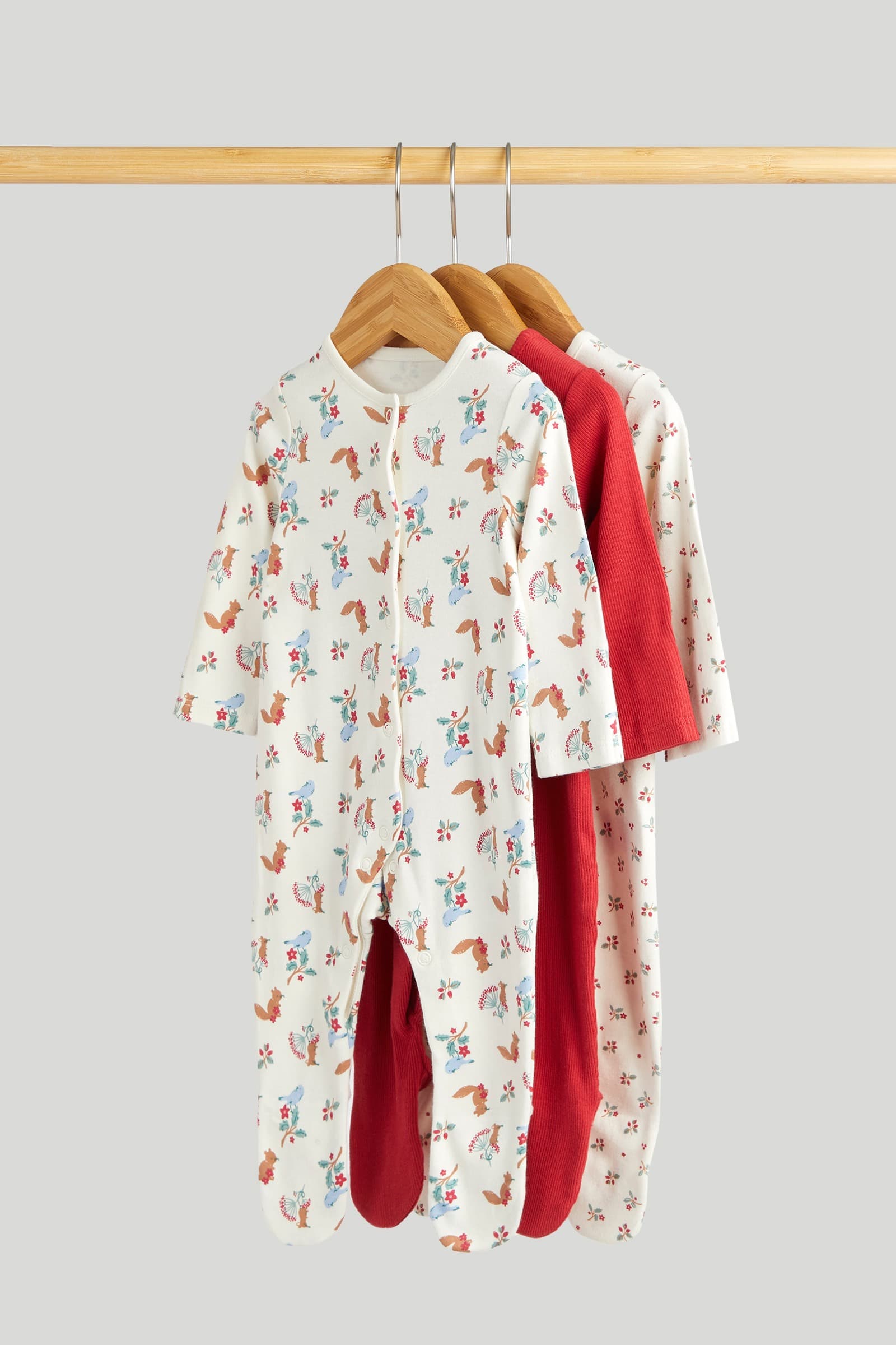 Mothercare Essentials Girls Printed Full Sleeves Sleepsuits - Pack of 3 - Navy - Mothercare Mothercare Essentials Girls Printed Full Sleeves Sleepsuits - Pack of 3 - Navy - Mothercare