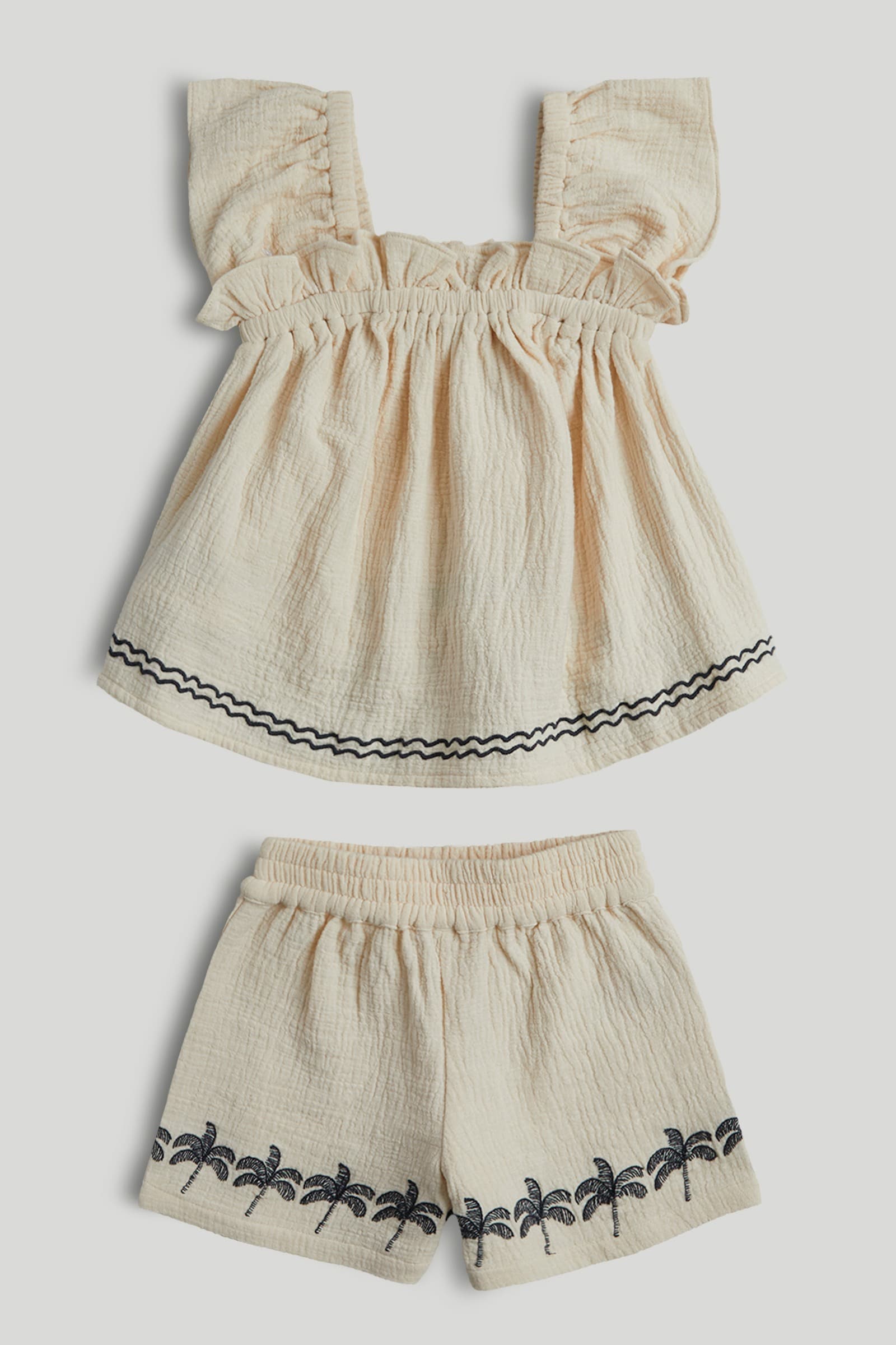 Mothercare Mini Girls Monochrome Beachcomber Short Sleeves 2-Piece Top and Shorts Set - White - Mothercare Mothercare Mini Girls Monochrome Beachcomber Short Sleeves 2-Piece Top and Shorts Set - White - Mothercare