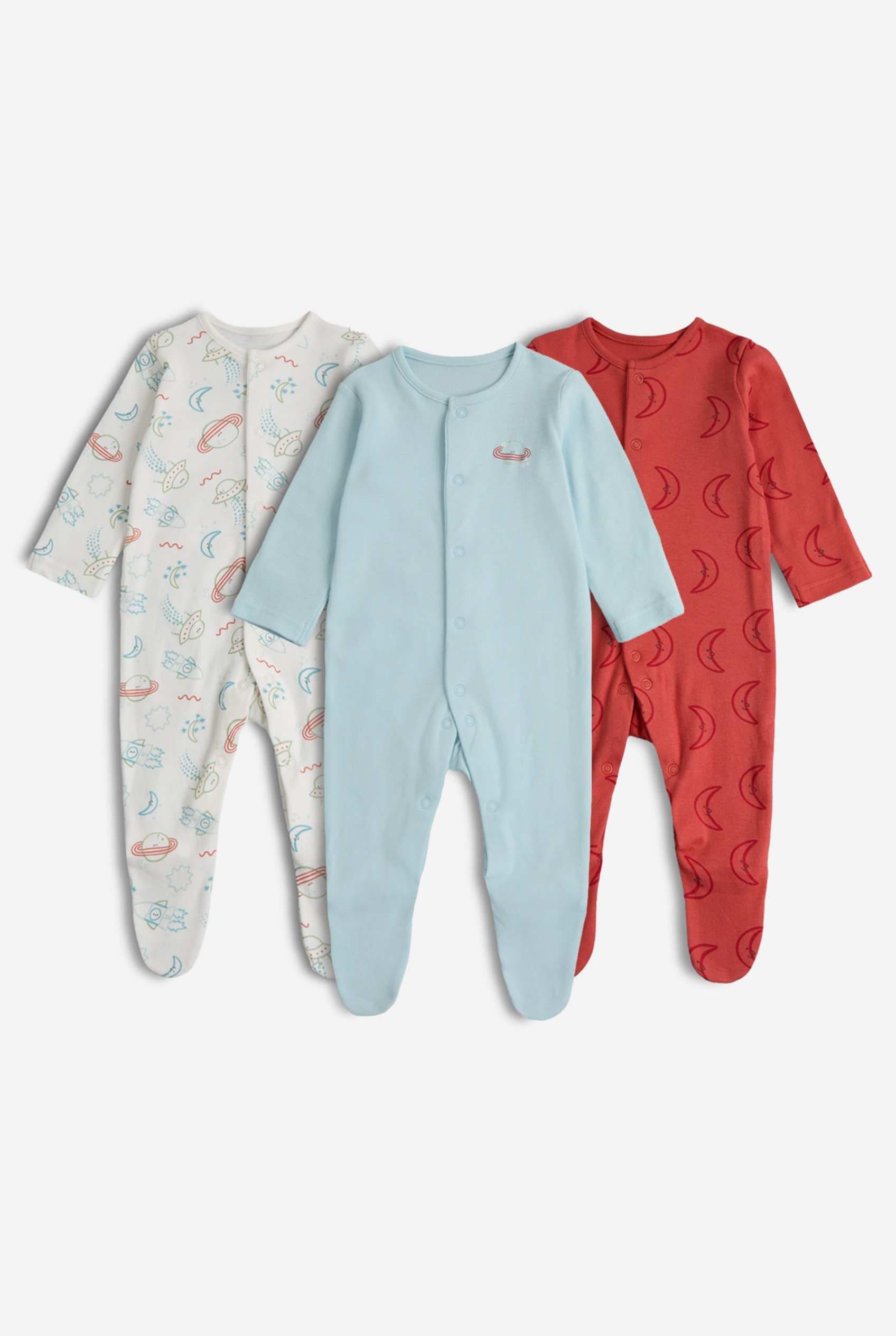 Mothercare Baby Boys Full Sleeves Sleepsuit - Pack of 3 - Multi - Mothercare Mothercare Baby Boys Full Sleeves Sleepsuit - Pack of 3 - Multi - Mothercare