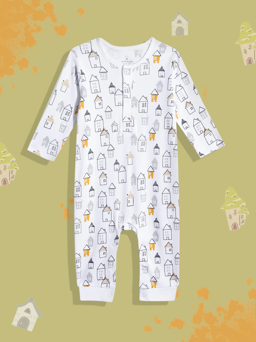 Mothercare Unisex Happy Homes Printed Full Sleeve All-In-One - Multi - Mothercare | Mothercare Mothercare Unisex Happy Homes Printed Full Sleeve All-In-One - Multi - Mothercare | Mothercare