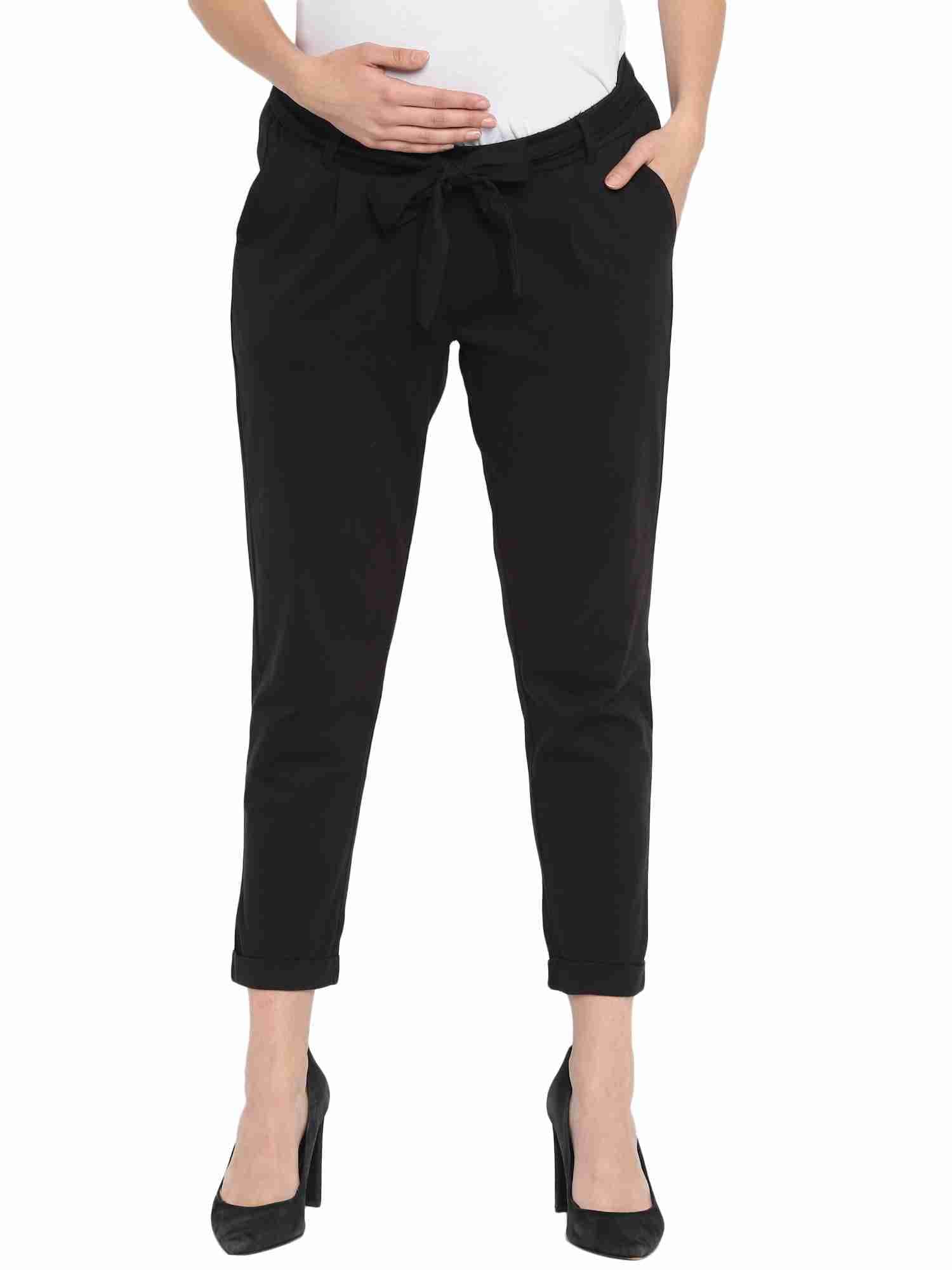 Momsoon Women 100% Cotton Front Tie Up Maternity Bottom- Black - Momsoon Momsoon Women 100% Cotton Front Tie Up Maternity Bottom- Black - Momsoon