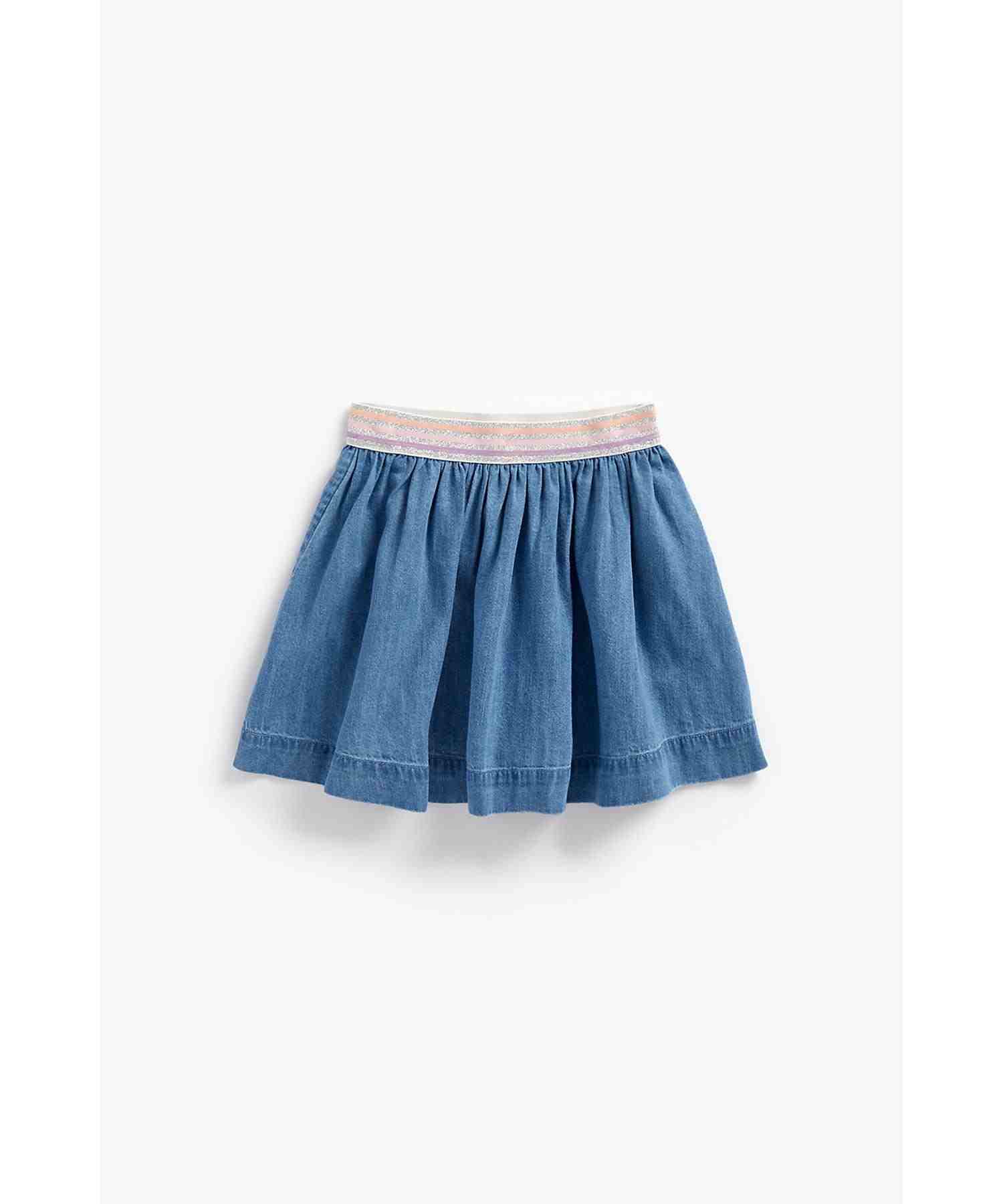 Mothercare Girls Elasticated Waistband Denim Skater Skirt - Blue - Mothercare | Mothercare Mothercare Girls Elasticated Waistband Denim Skater Skirt - Blue - Mothercare | Mothercare
