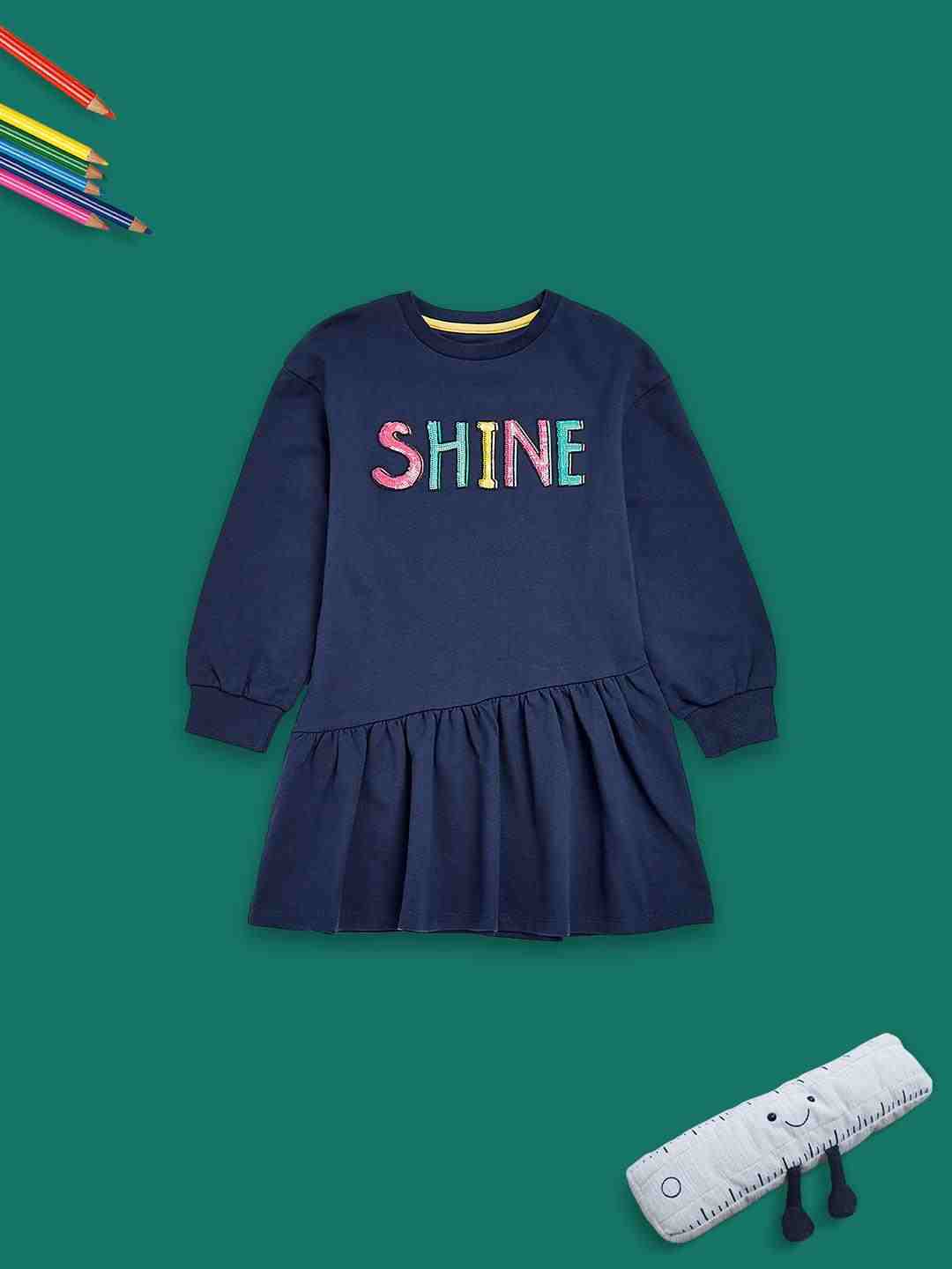 Mothercare Girls 100% Cotton Asymmetric Gathered Skirt Dress - Blue - Mothercare | Mothercare Mothercare Girls 100% Cotton Asymmetric Gathered Skirt Dress - Blue - Mothercare | Mothercare