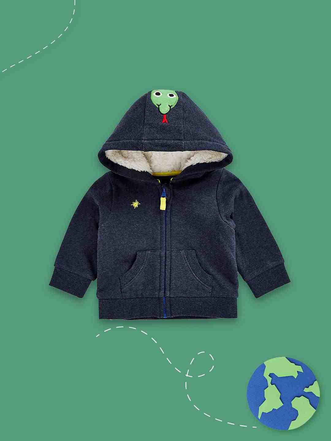 Mothercare Boys Hood with Fluffy Borg Lining Sweatshirt - Blue - Mothercare | Mothercare Mothercare Boys Hood with Fluffy Borg Lining Sweatshirt - Blue - Mothercare | Mothercare