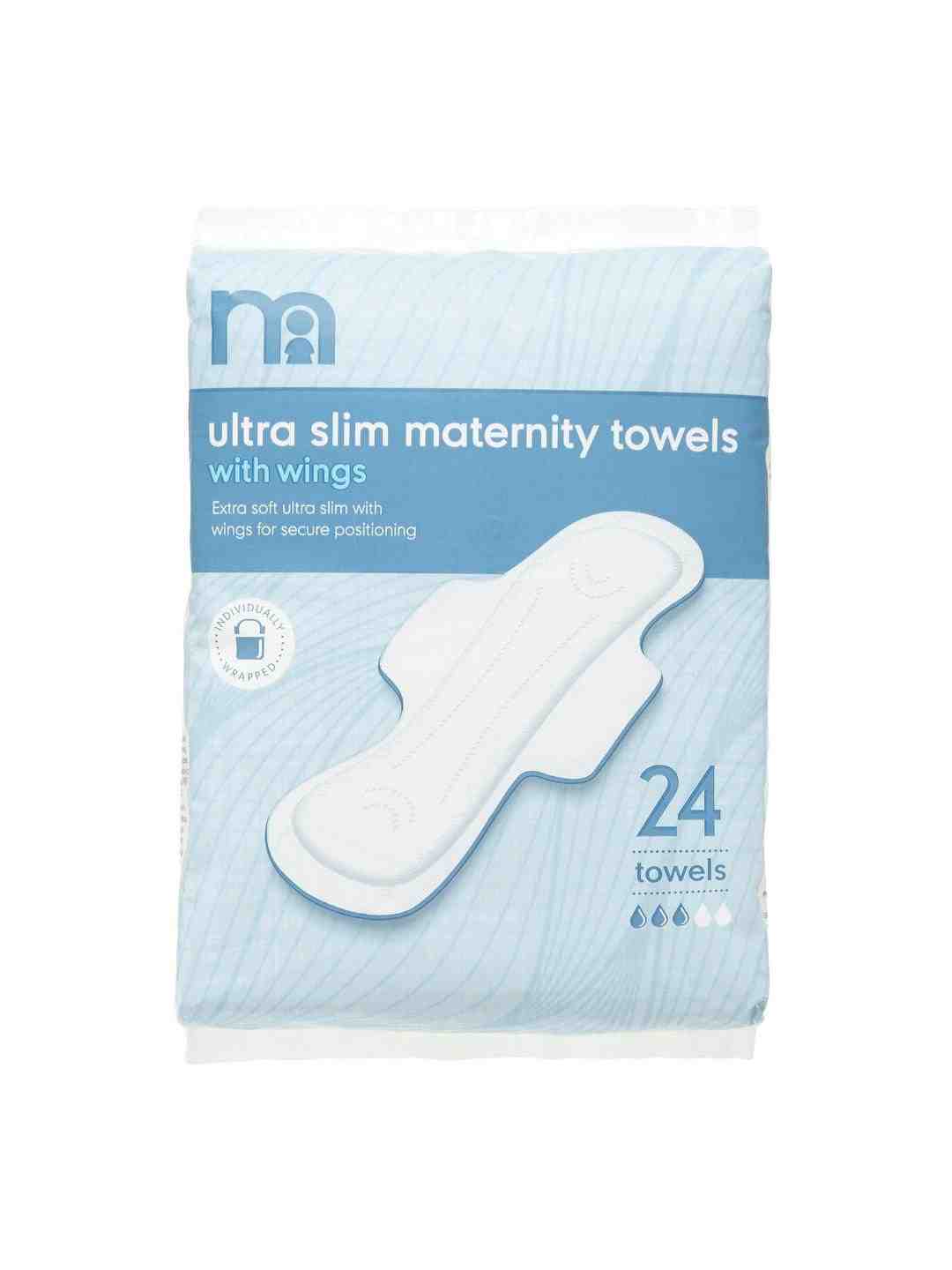 Mothercare Maternity Towels Ultra Slim with Wings - 24 Piece Set - White - Mothercare Mothercare Maternity Towels Ultra Slim with Wings - 24 Piece Set - White - Mothercare