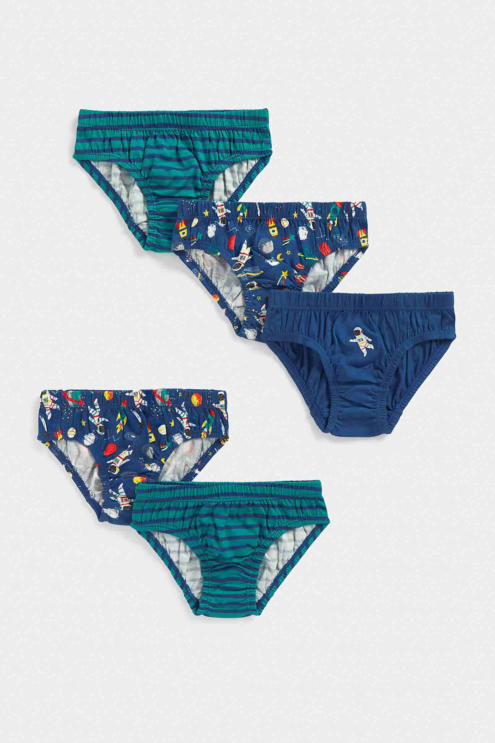 Mothercare Boys 100% Cotton Wide Elasticated Waistband Briefs - Pack of 5 - Multi - Mothercare Mothercare Boys 100% Cotton Wide Elasticated Waistband Briefs - Pack of 5 - Multi - Mothercare