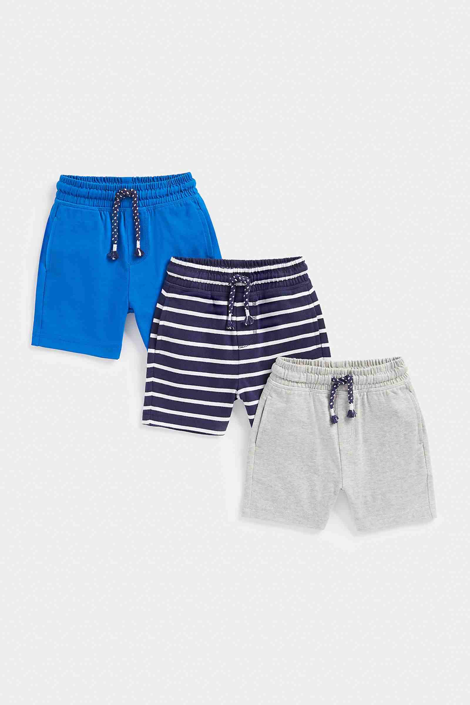 Mothercare Boys 100% Cotton Wide, Elasticated Waistband Shorts - Pack of 3 - Multi - Mothercare Mothercare Boys 100% Cotton Wide, Elasticated Waistband Shorts - Pack of 3 - Multi - Mothercare
