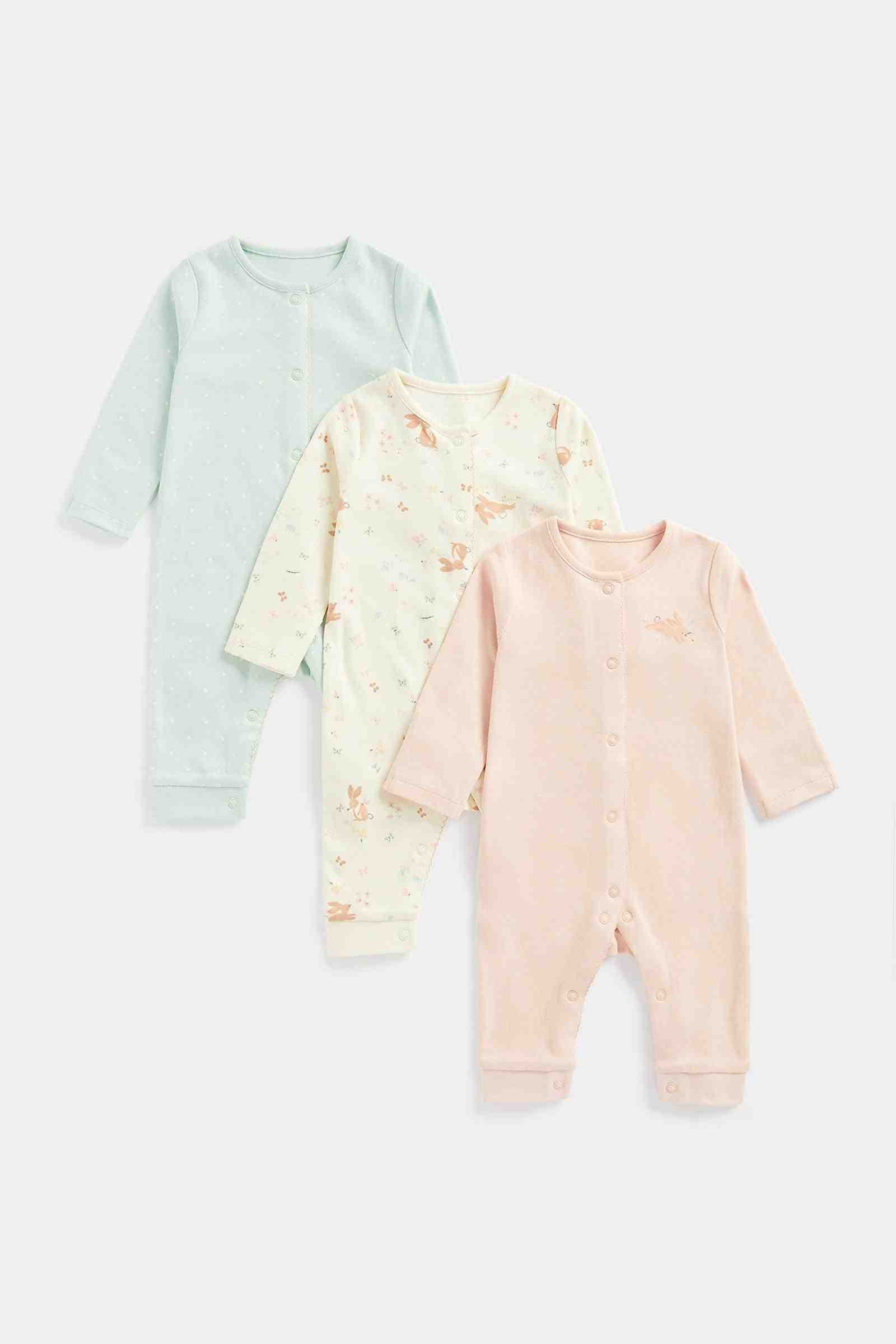 Mothercare Girls 100% Cotton Printed Sleepsuit - Multi - Mothercare Mothercare Girls 100% Cotton Printed Sleepsuit - Multi - Mothercare