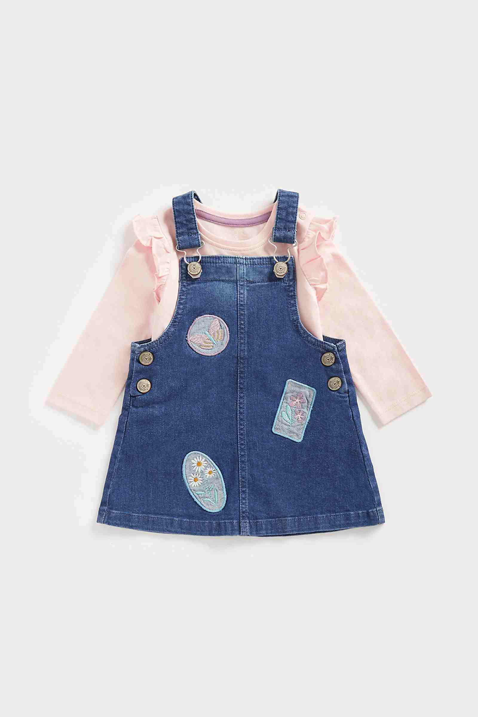 Mothercare Girls Full Sleeves Dungaree and T-Shirt Set - Blue - Mothercare | Mothercare Mothercare Girls Full Sleeves Dungaree and T-Shirt Set - Blue - Mothercare | Mothercare