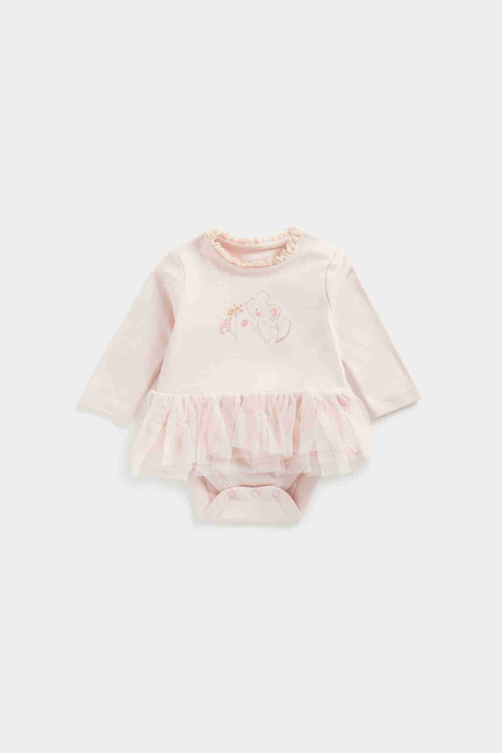 Mothercare Girls 100% Cotton Full Sleeves Bodysuit - Pink - Mothercare Mothercare Girls 100% Cotton Full Sleeves Bodysuit - Pink - Mothercare