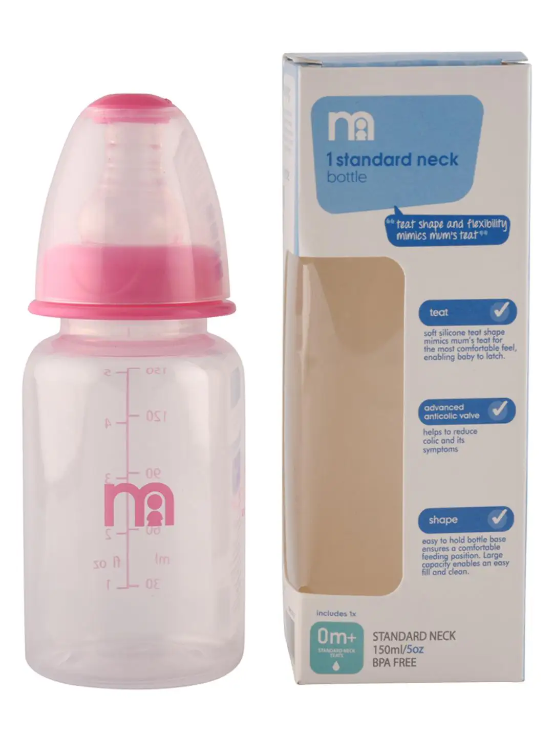 Mothercare Narrow Neck Feeding Bottle 150ml - Pink - Mothercare | Mothercare Mothercare Narrow Neck Feeding Bottle 150ml - Pink - Mothercare | Mothercare