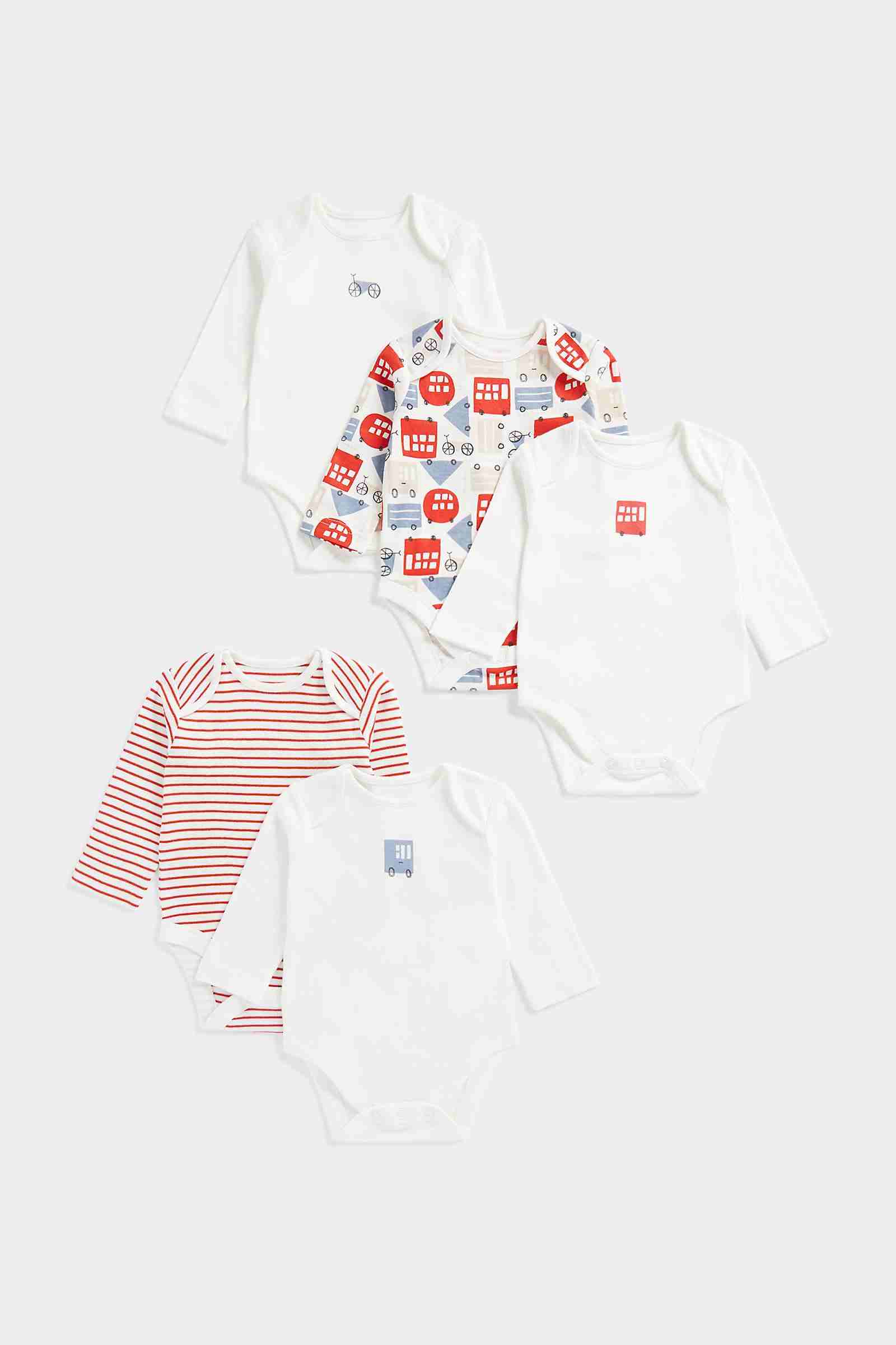 Mothercare Boys Full Sleeves Bodysuit - Pack of 5 - White - Mothercare | Mothercare Mothercare Boys Full Sleeves Bodysuit - Pack of 5 - White - Mothercare | Mothercare