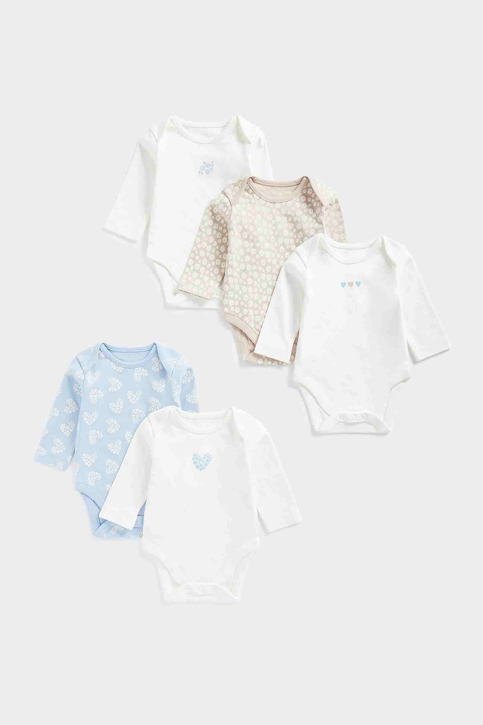 Mothercare Unisex Full Sleeves Bodysuit - Pack of 5 - Brown - Mothercare | Mothercare Mothercare Unisex Full Sleeves Bodysuit - Pack of 5 - Brown - Mothercare | Mothercare