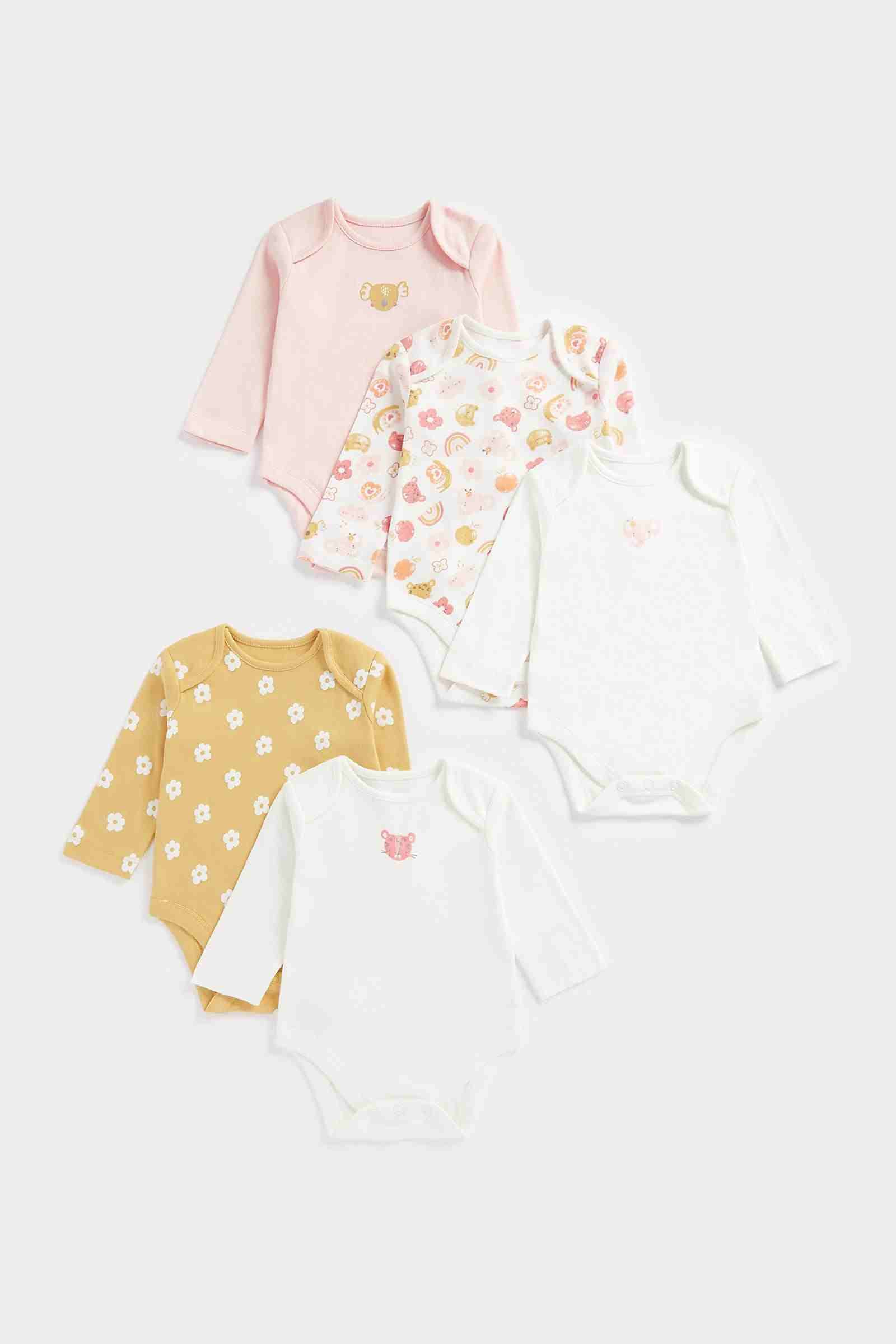 Mothercare Girls Full Sleeves Bodysuit - Pack of 5 - Yellow - Mothercare Mothercare Girls Full Sleeves Bodysuit - Pack of 5 - Yellow - Mothercare