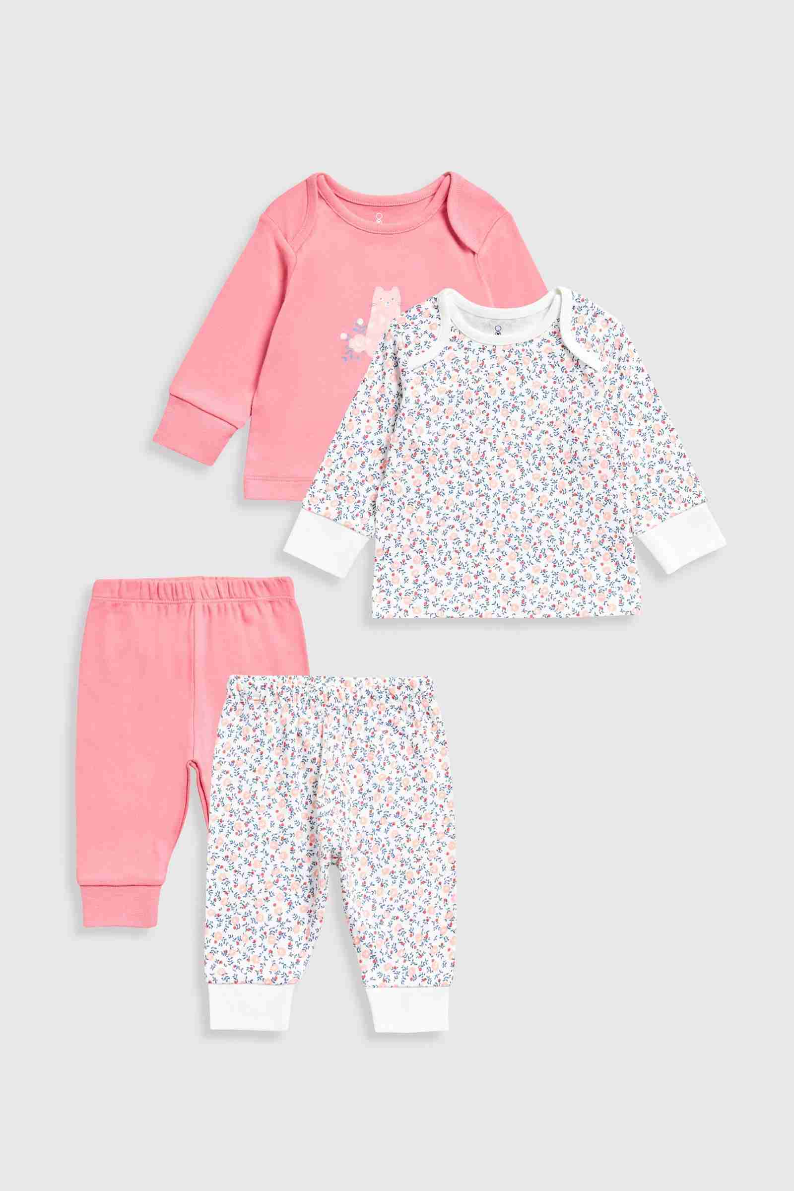 Mothercare Essentials Girls Ditsy Long Sleeves 4 - Piece Pyjama Set - Pink - Mothercare Mothercare Essentials Girls Ditsy Long Sleeves 4 - Piece Pyjama Set - Pink - Mothercare