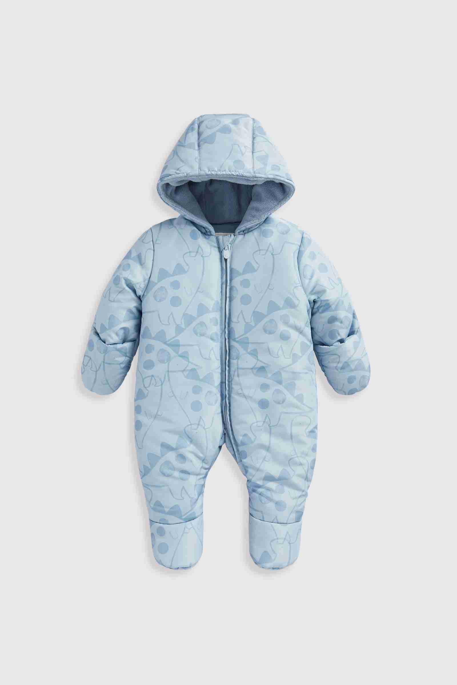 Mothercare Boys Dinosaur Long Sleeves Hooded Snowsuit - Blue - Mothercare | Mothercare Mothercare Boys Dinosaur Long Sleeves Hooded Snowsuit - Blue - Mothercare | Mothercare