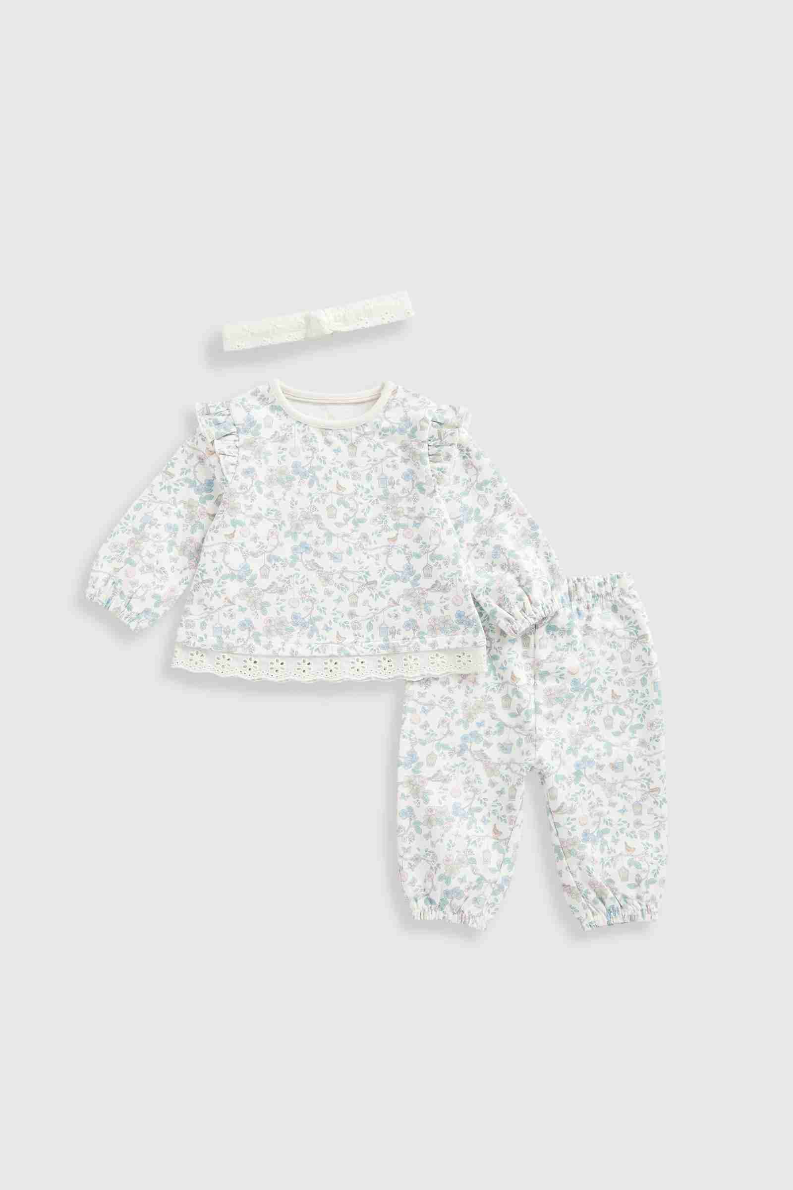 Mothercare Girls Pretty 100% Cotton Jogger and Headband 3 - Piece Set - White - Mothercare Mothercare Girls Pretty 100% Cotton Jogger and Headband 3 - Piece Set - White - Mothercare