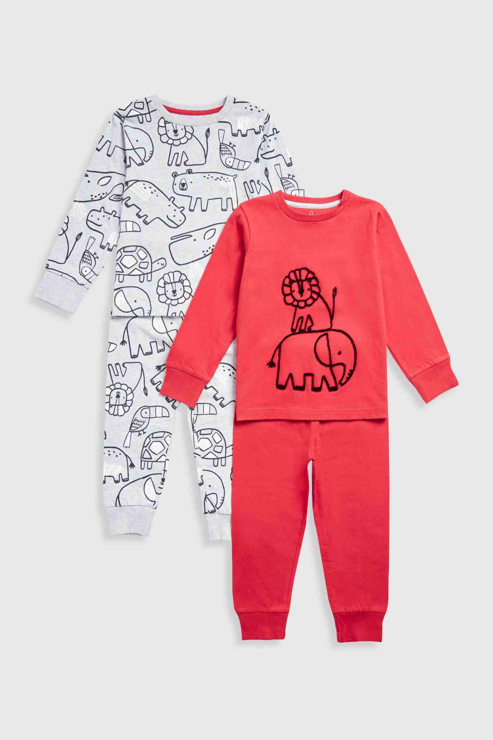 Mothercare Boys Lion and Elephant Long Sleeves 100% Cotton 4 - Piece Pyjama Set - Red - Mothercare Mothercare Boys Lion and Elephant Long Sleeves 100% Cotton 4 - Piece Pyjama Set - Red - Mothercare