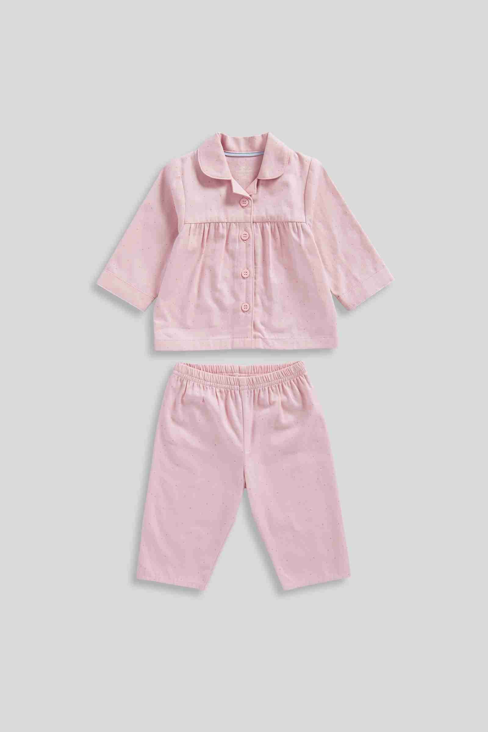 Mothercare Essentials Girls Spot 100% Cotton Woven 2 - Piece Baby Pyjama Set - Light Pink - Mothercare Mothercare Essentials Girls Spot 100% Cotton Woven 2 - Piece Baby Pyjama Set - Light Pink - Mothercare