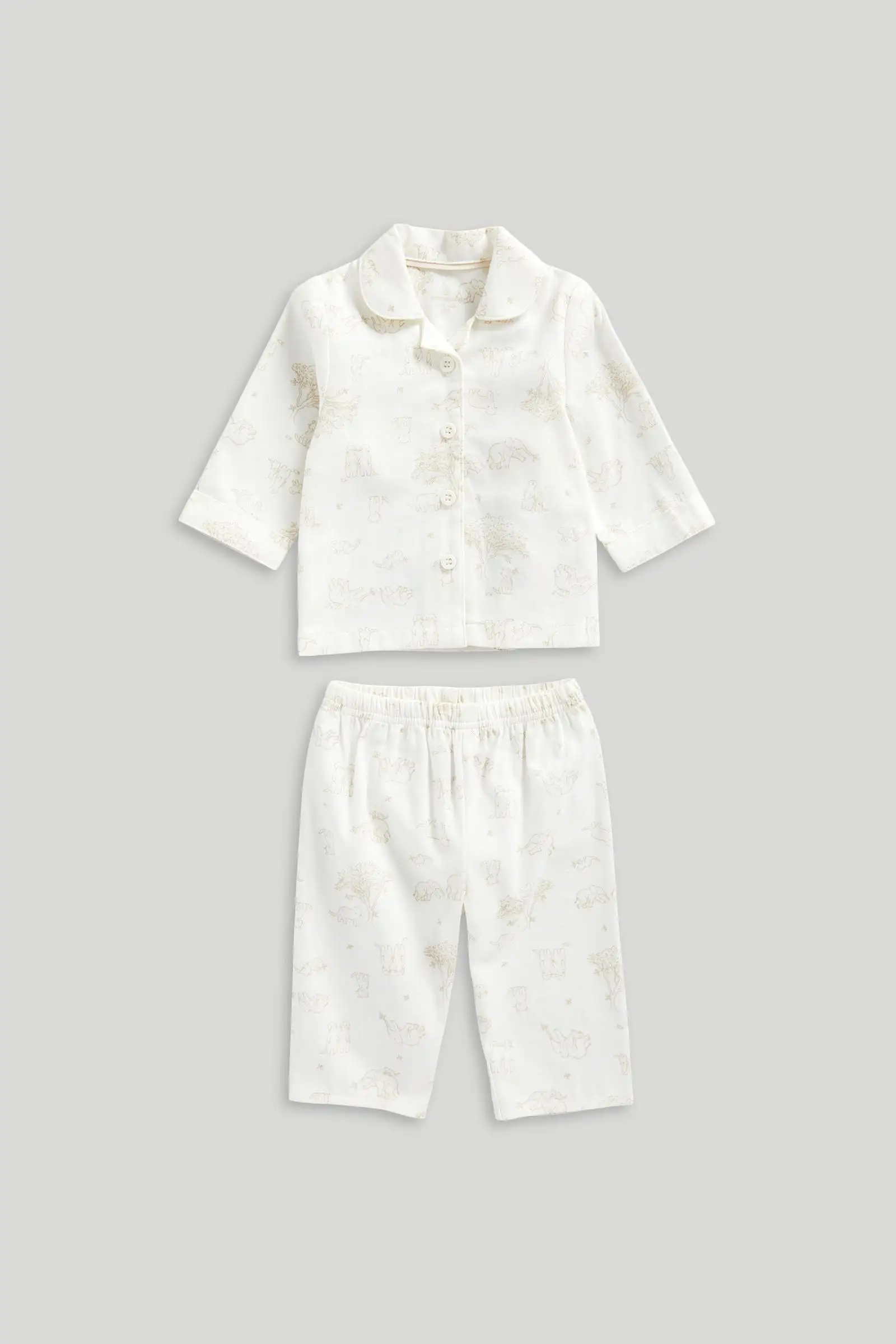 Mothercare Essentials Unisex Safari 100% Cotton Woven 2 - Piece Baby Pyjama Set - Cream - Mothercare | Mothercare Mothercare Essentials Unisex Safari 100% Cotton Woven 2 - Piece Baby Pyjama Set - Cream - Mothercare | Mothercare