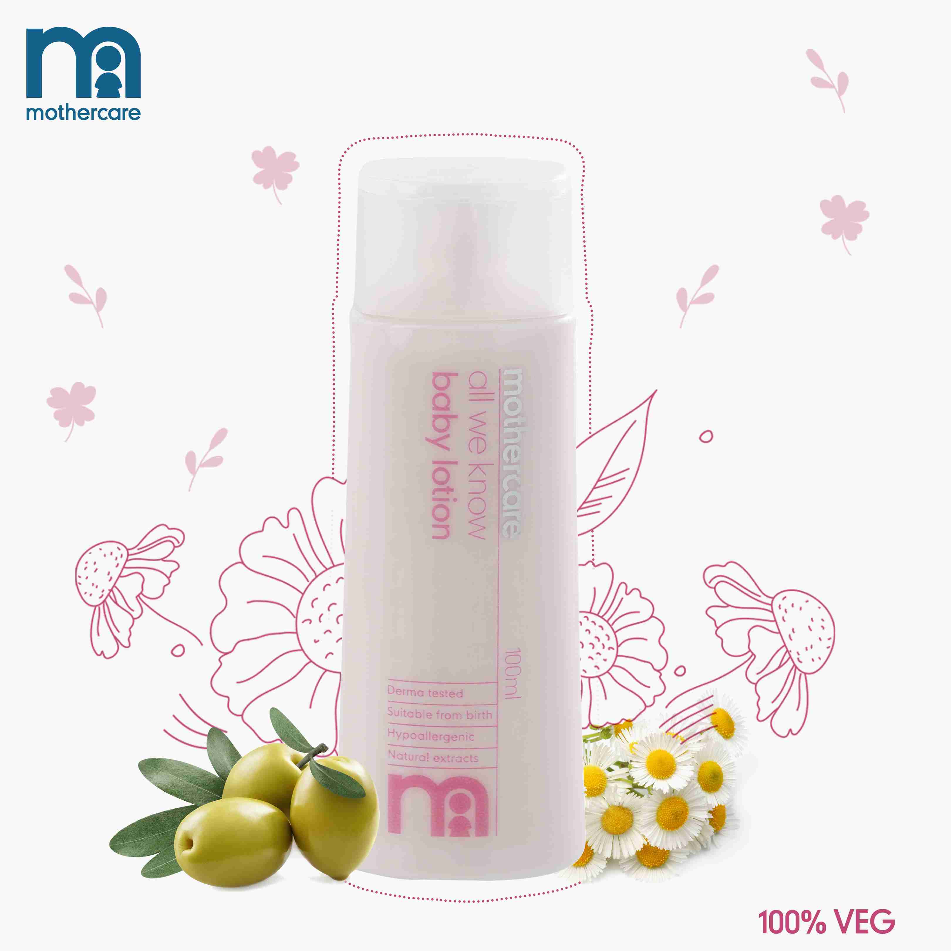 Mothercare All We Know Baby Lotion 100ml - White - Mothercare Mothercare All We Know Baby Lotion 100ml - White - Mothercare
