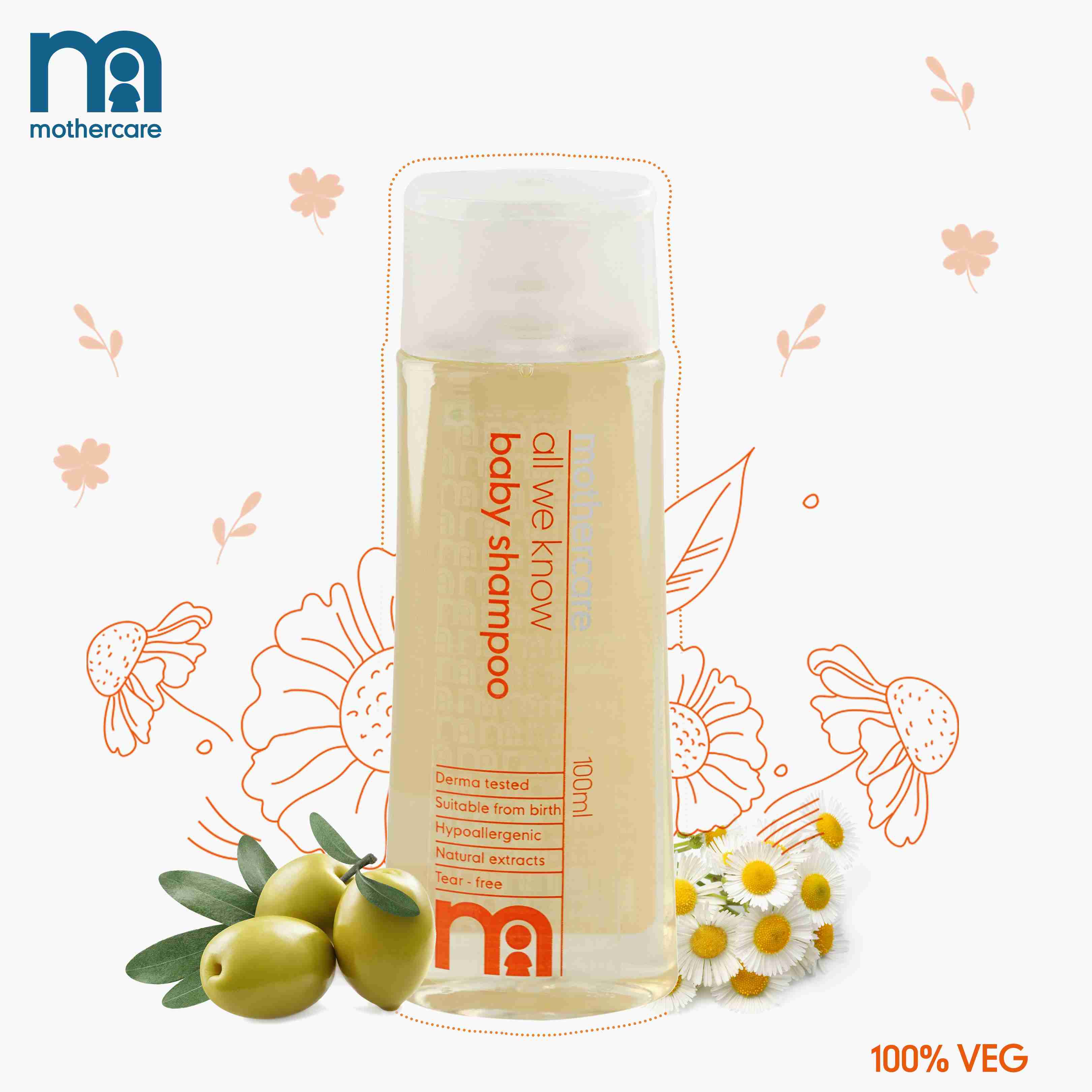 Mothercare All We Know Baby Shampoo 100ml - Orange - Mothercare Mothercare All We Know Baby Shampoo 100ml - Orange - Mothercare