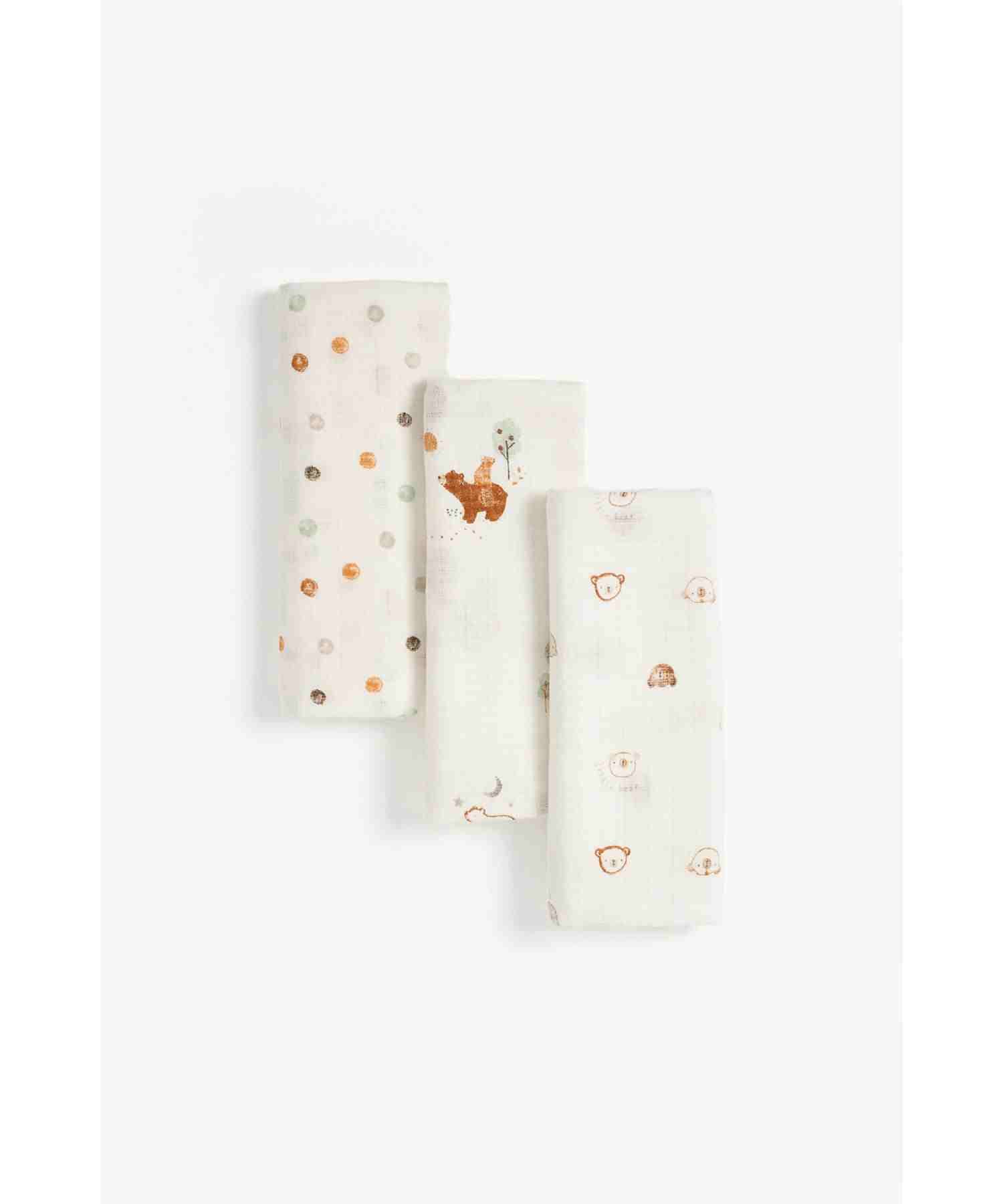 Mothercare Lovable Bear Muslins - Pack of 3 - Multicolor - Mothercare | Mothercare Mothercare Lovable Bear Muslins - Pack of 3 - Multicolor - Mothercare | Mothercare